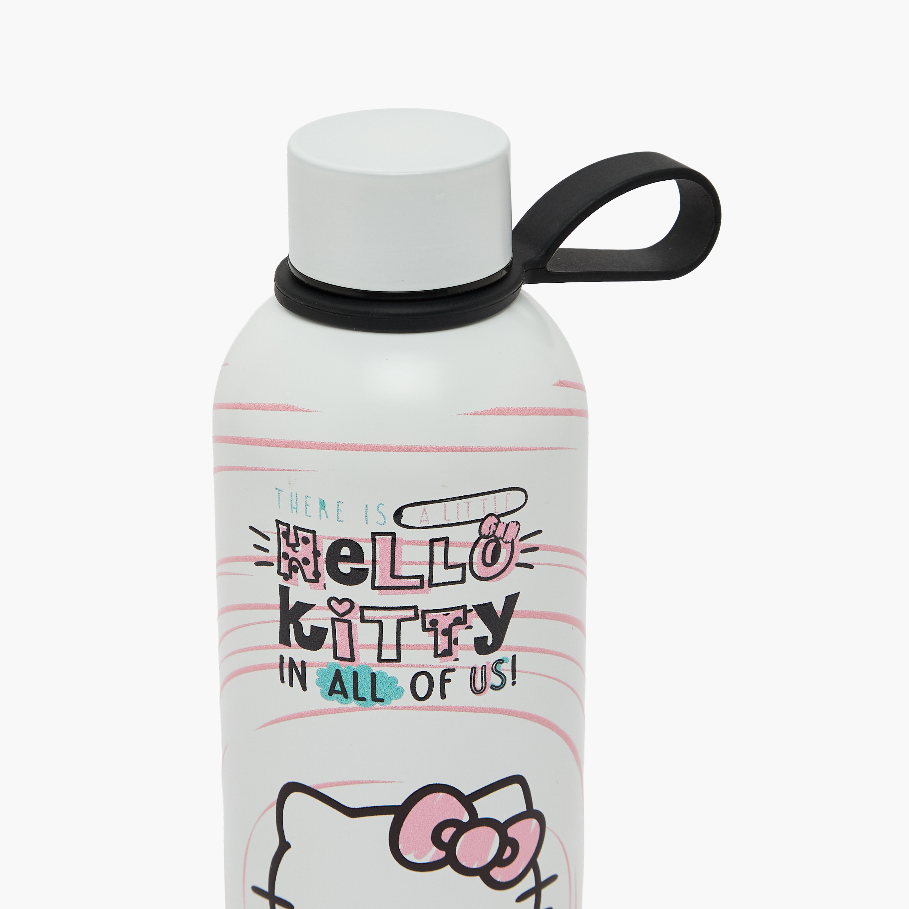 قارورة مياه ستانلس ستيل بغطاء لولبي وطبعات هالو كيتي ومقبض حلقي من سانريو-school-waterbottles-image-4