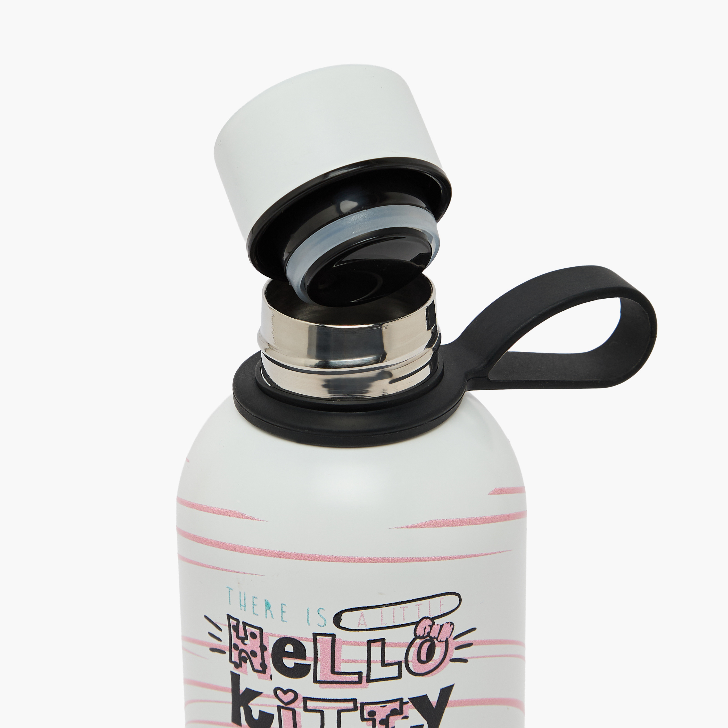 قارورة مياه ستانلس ستيل بغطاء لولبي وطبعات هالو كيتي ومقبض حلقي من سانريو-school-waterbottles-image-5