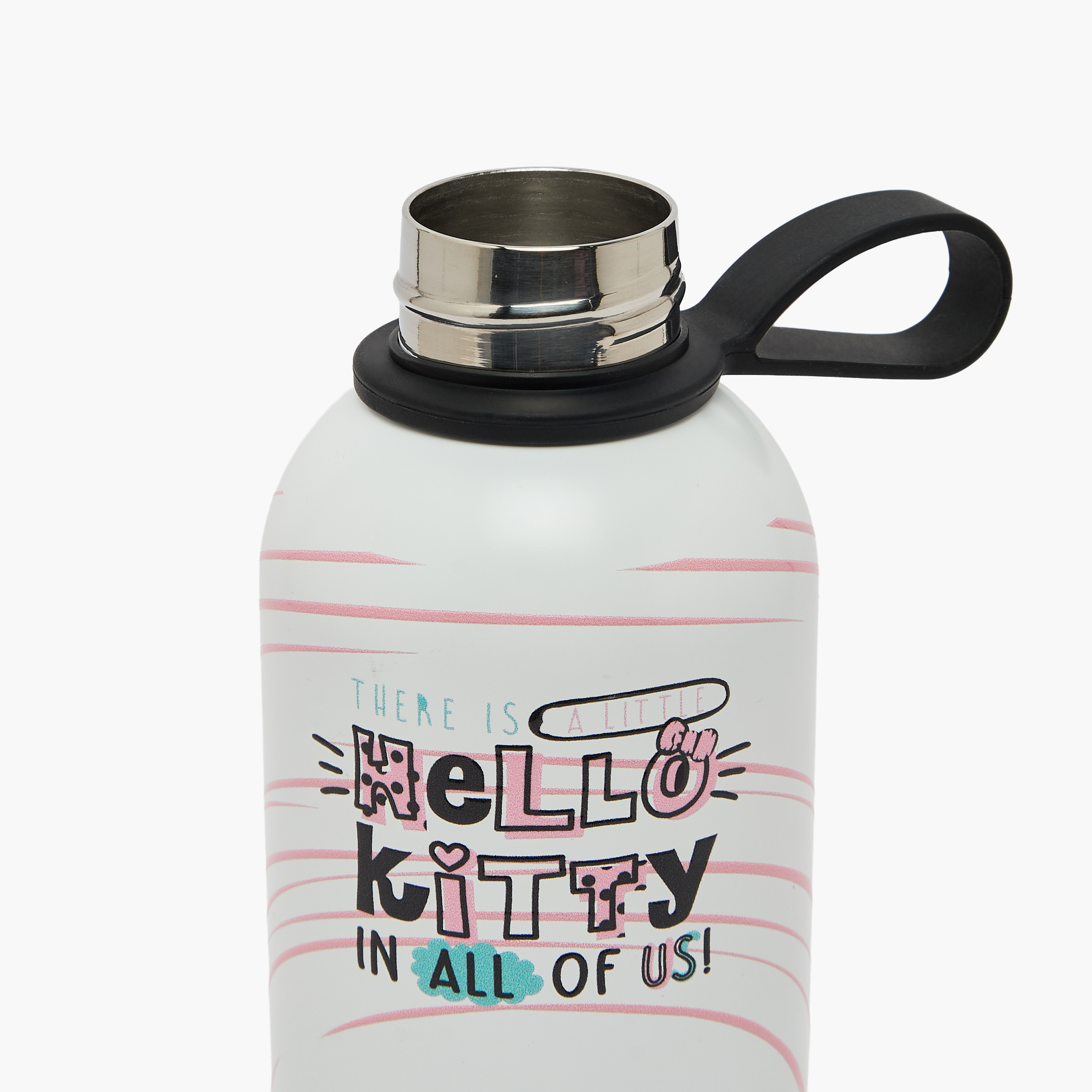 قارورة مياه ستانلس ستيل بغطاء لولبي وطبعات هالو كيتي ومقبض حلقي من سانريو-school-waterbottles-image-6