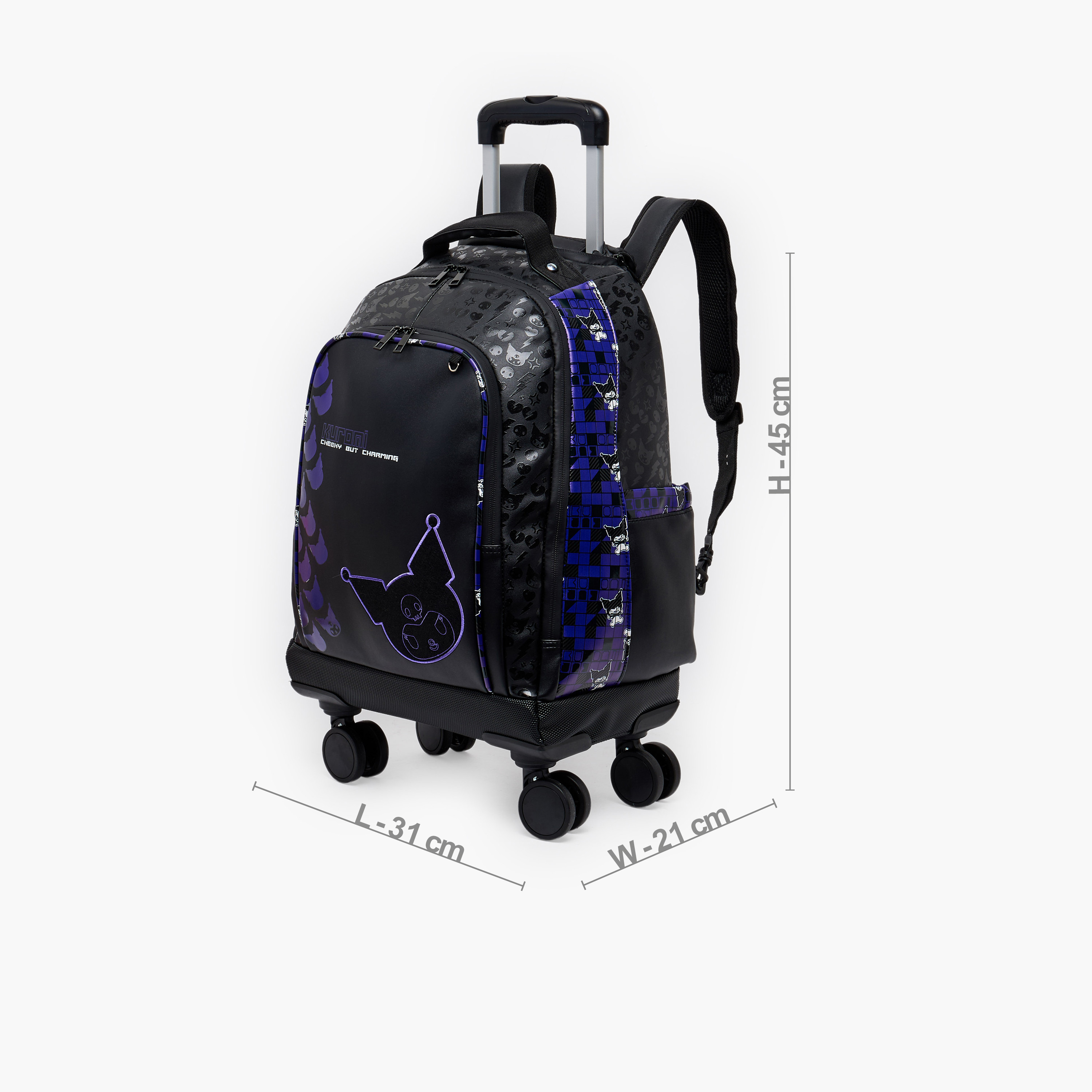 Sanrio Kuromi Print Trolley Bag for Girls 8-12 Years with Durable Wheels - 18 inches-school-bagsandbackpacks-trolleybags-image-10