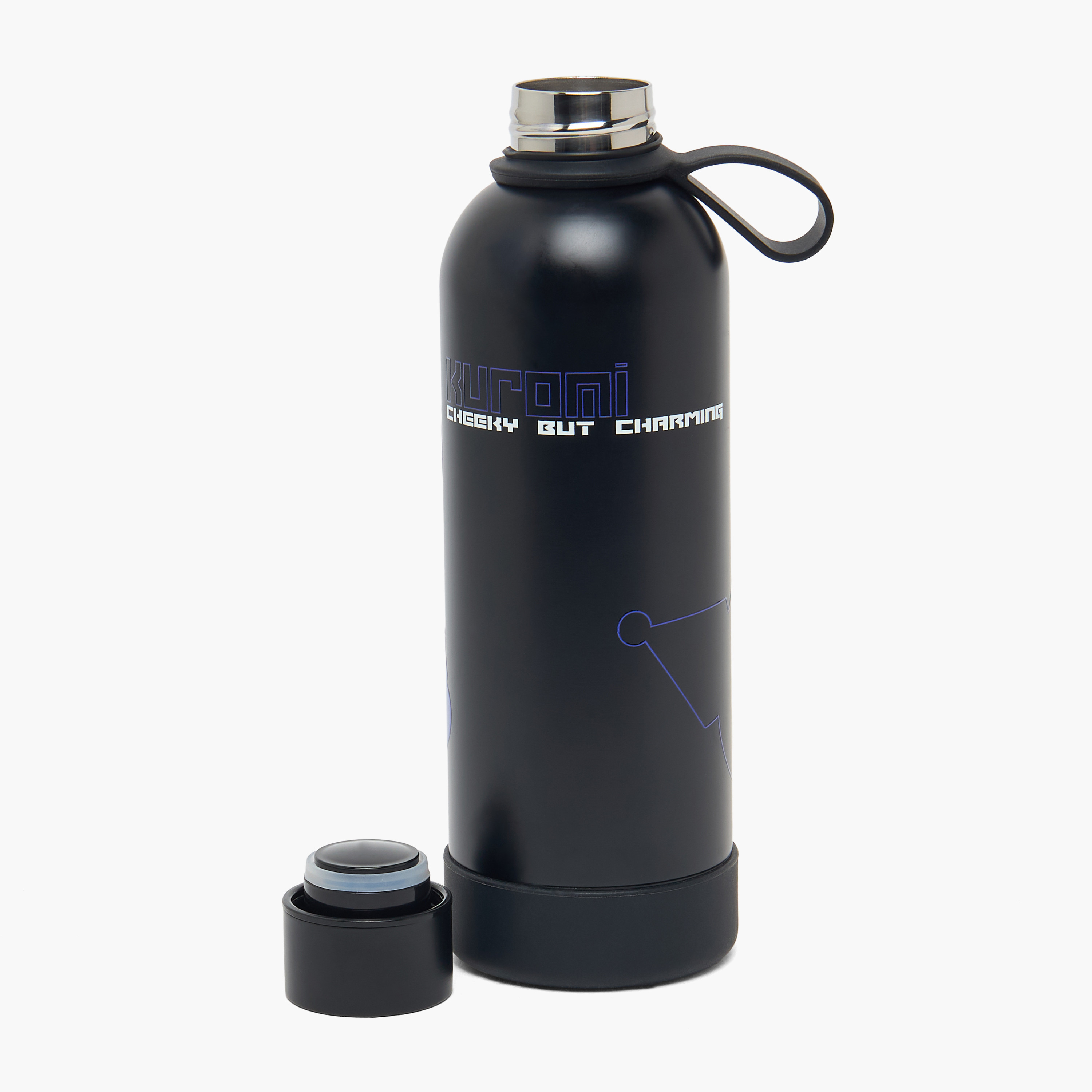 قارورة مياه ستانلس ستيل بطبعات كورومي ومقبض حلقي من سانريو-school-waterbottles-image-2