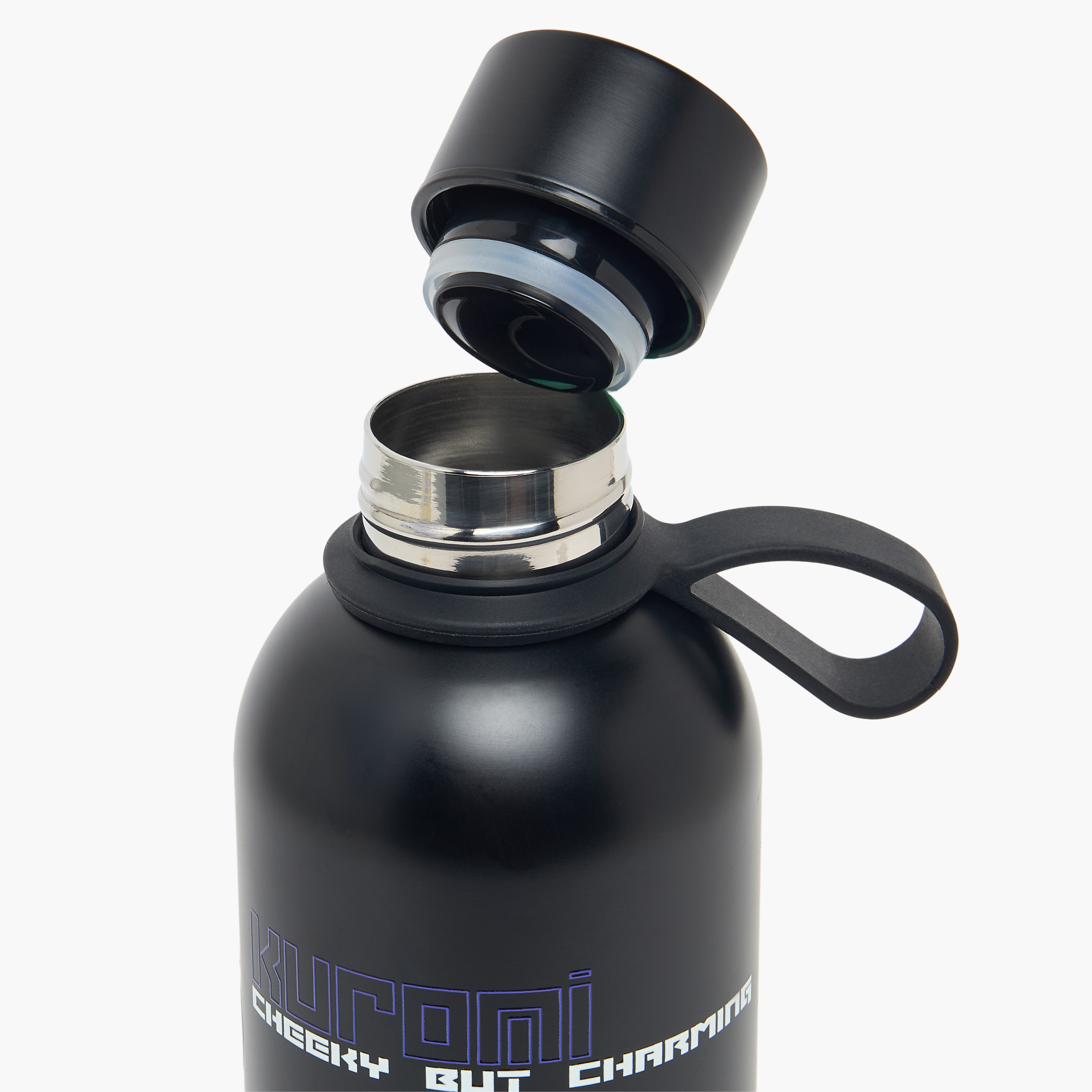 قارورة مياه ستانلس ستيل بطبعات كورومي ومقبض حلقي من سانريو-school-waterbottles-image-6