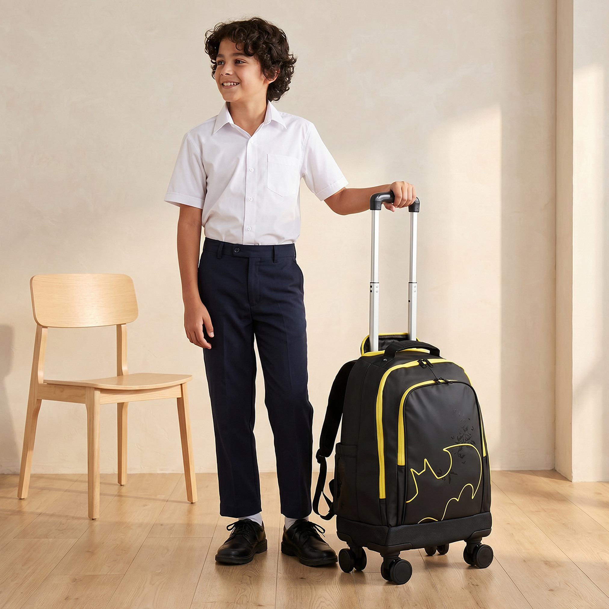 Batman Trolley Bag for Boys 8-12 Years with Retractable Handle - 16 inches-school-bagsandbackpacks-trolleybags-image-3