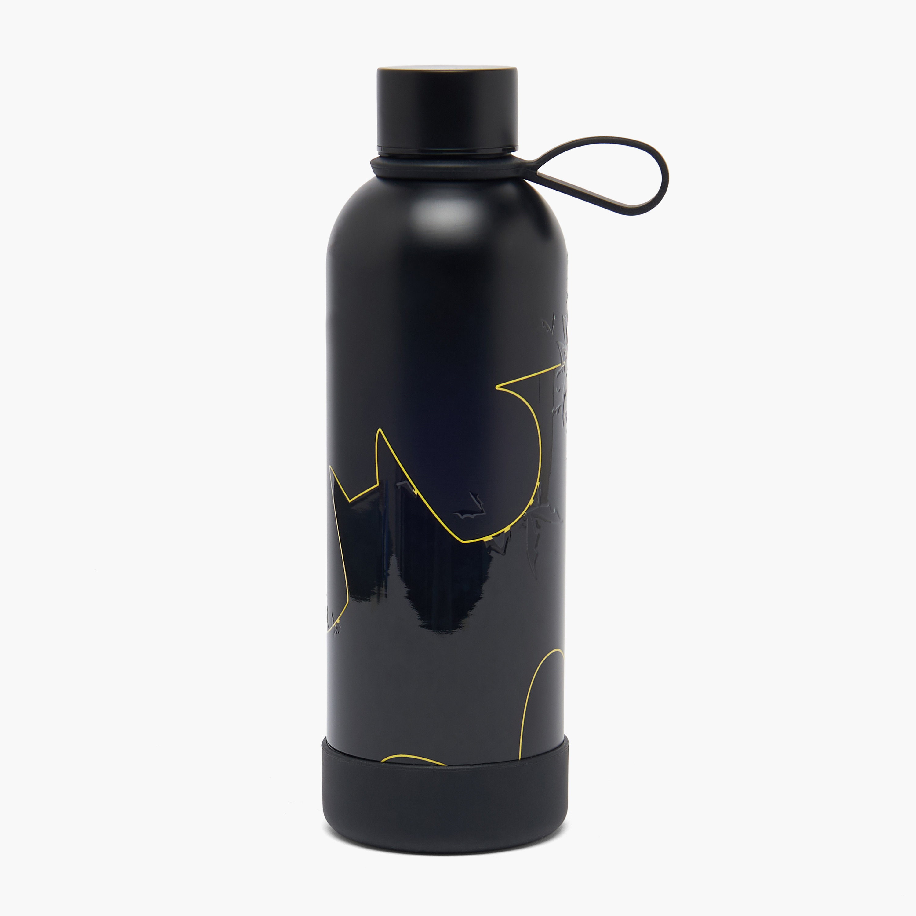 قارورة مياه ستانلس ستيل بفوهة واسعة ومقبض حمل وطبعات باتمان-school-waterbottles-image-1