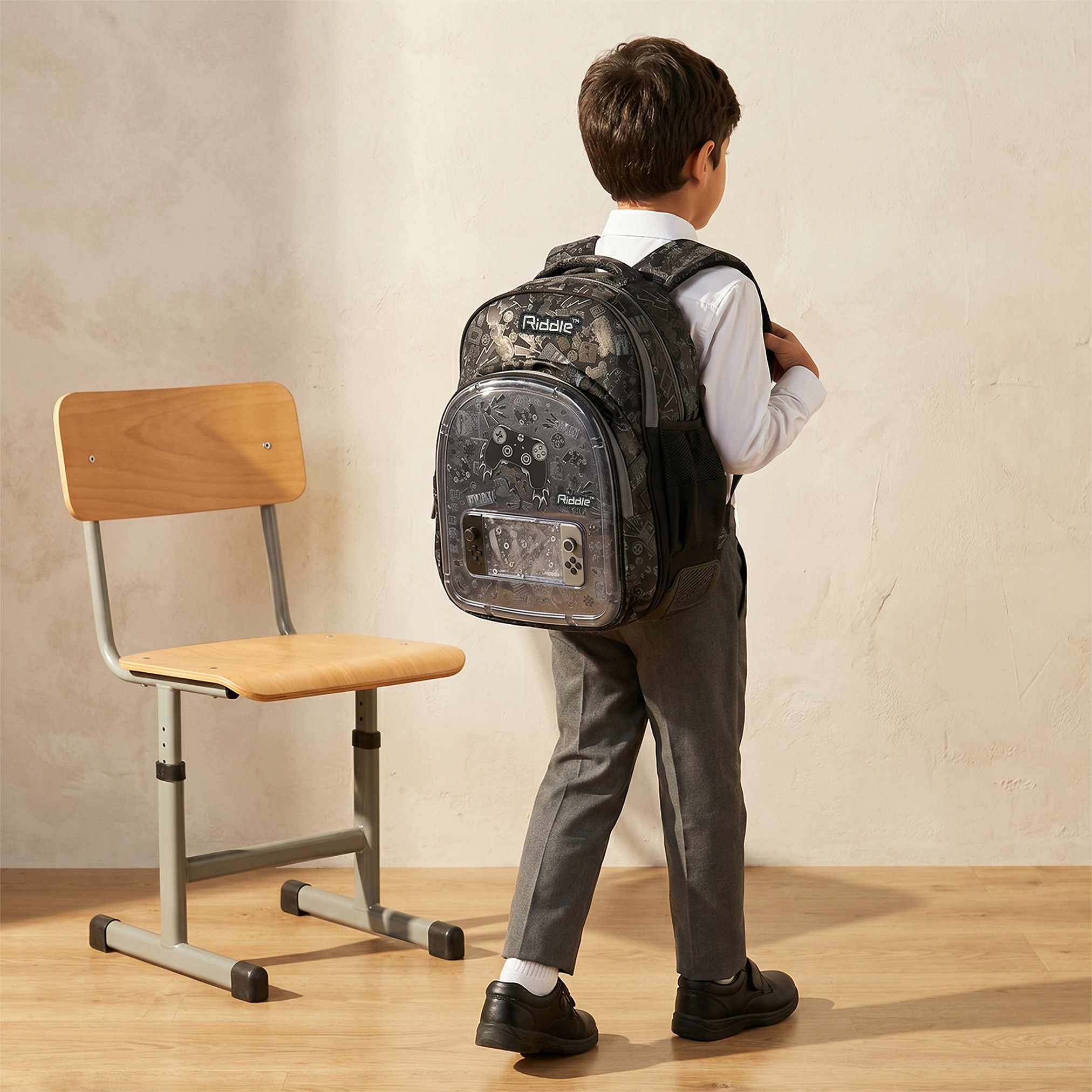 Riddle Game Print Backpack for Boys 5-8 Years with Padded Back-school-bagsandbackpacks-backpacks-image-2