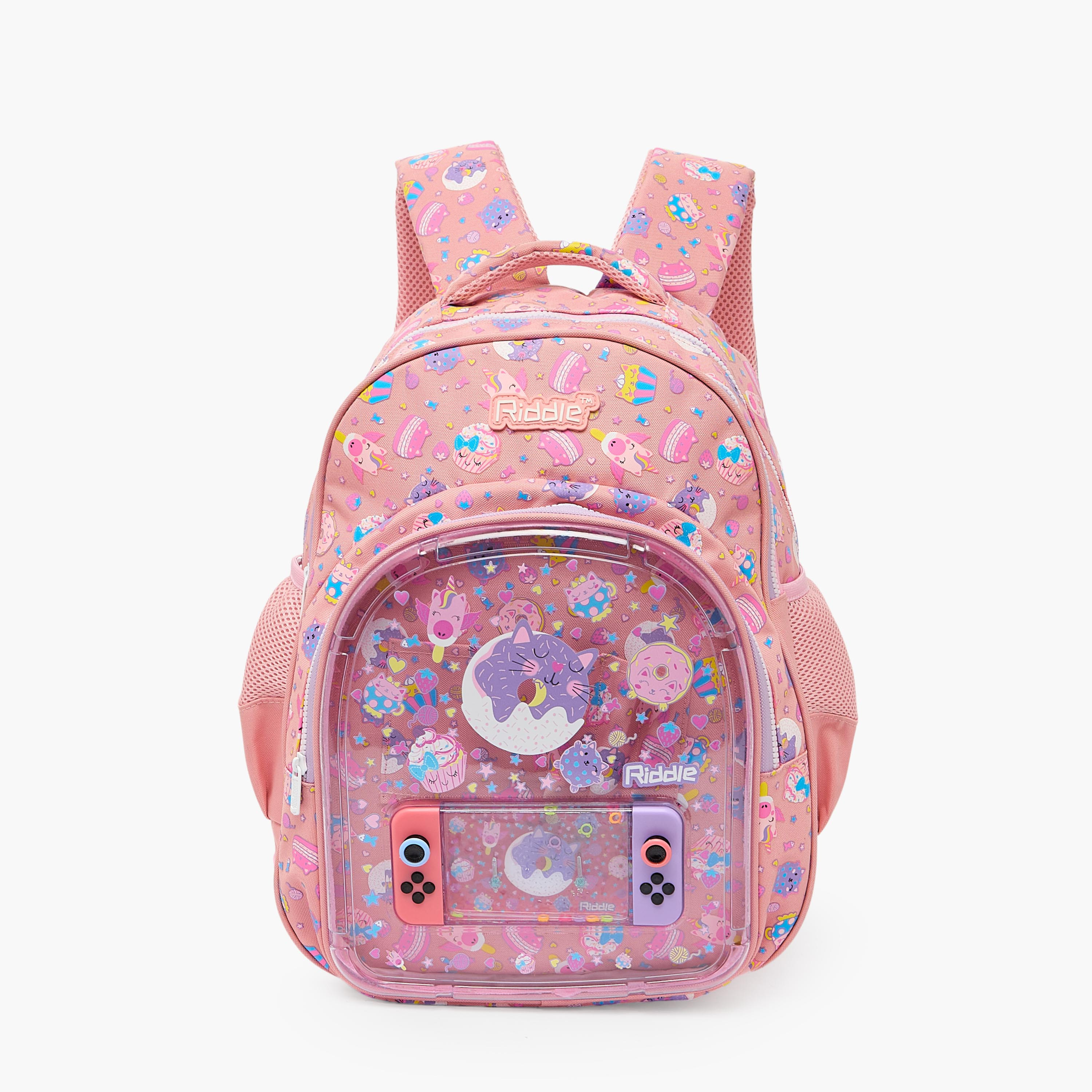 Riddle Cupcake Print Backpack for Girls 5-8 Years with Padded Shoulder Straps-school-bagsandbackpacks-backpacks-image-2