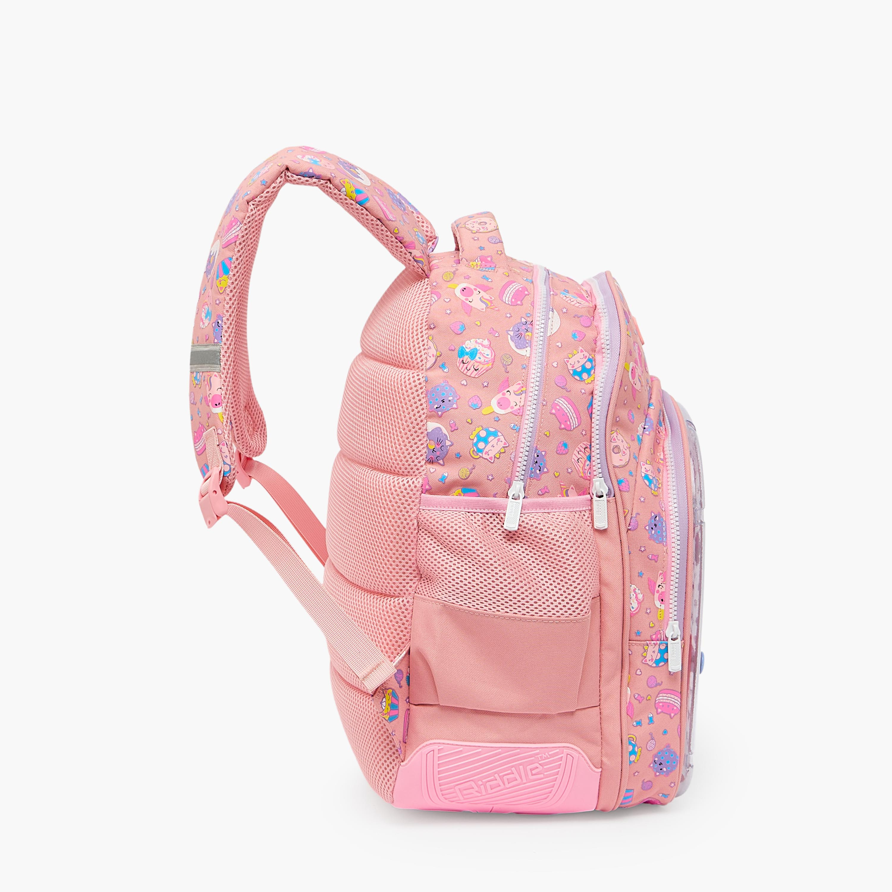 Riddle Cupcake Print Backpack for Girls 5-8 Years with Padded Shoulder Straps-school-bagsandbackpacks-backpacks-image-11