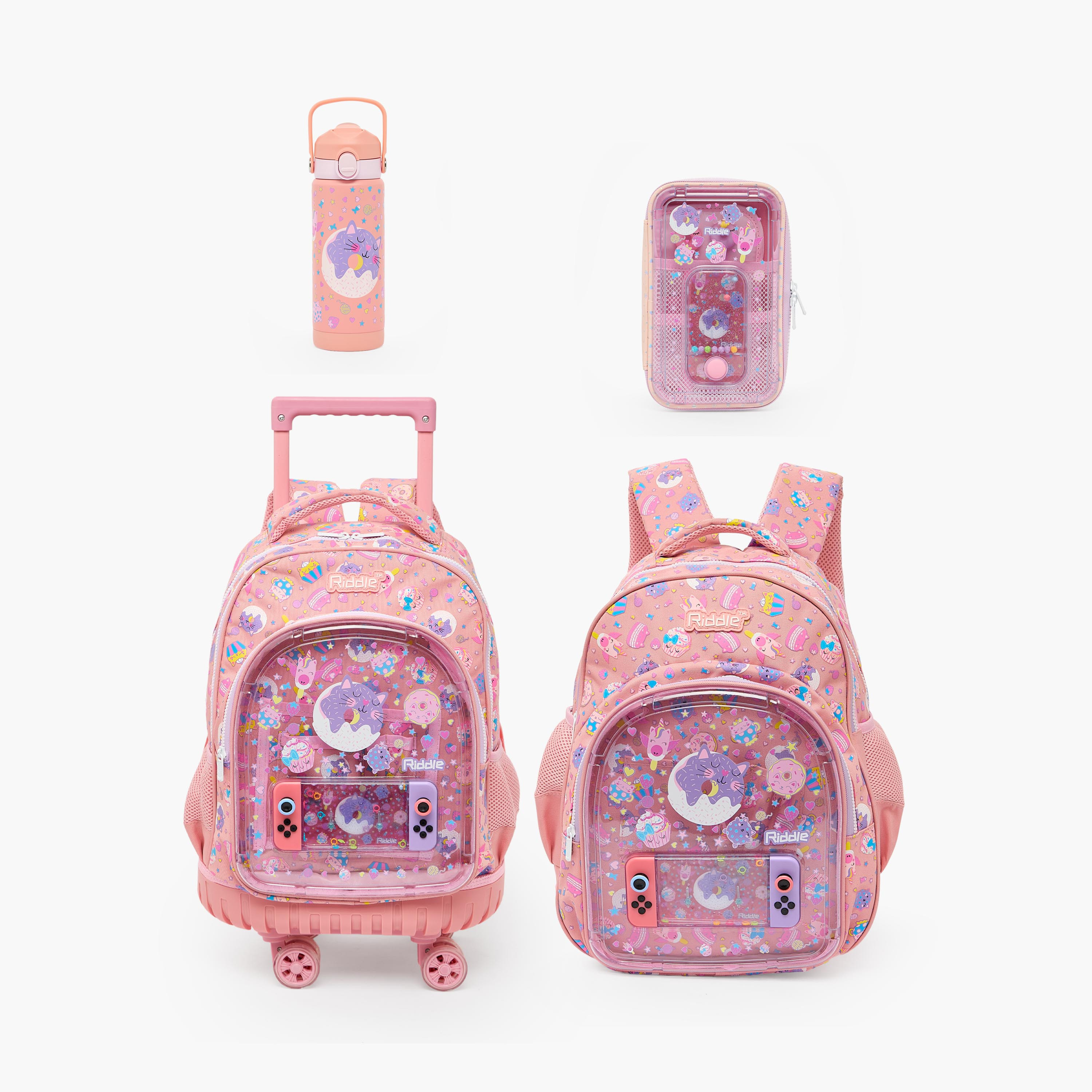 Riddle Cupcake Print Backpack for Girls 5-8 Years with Padded Shoulder Straps-school-bagsandbackpacks-backpacks-image-13