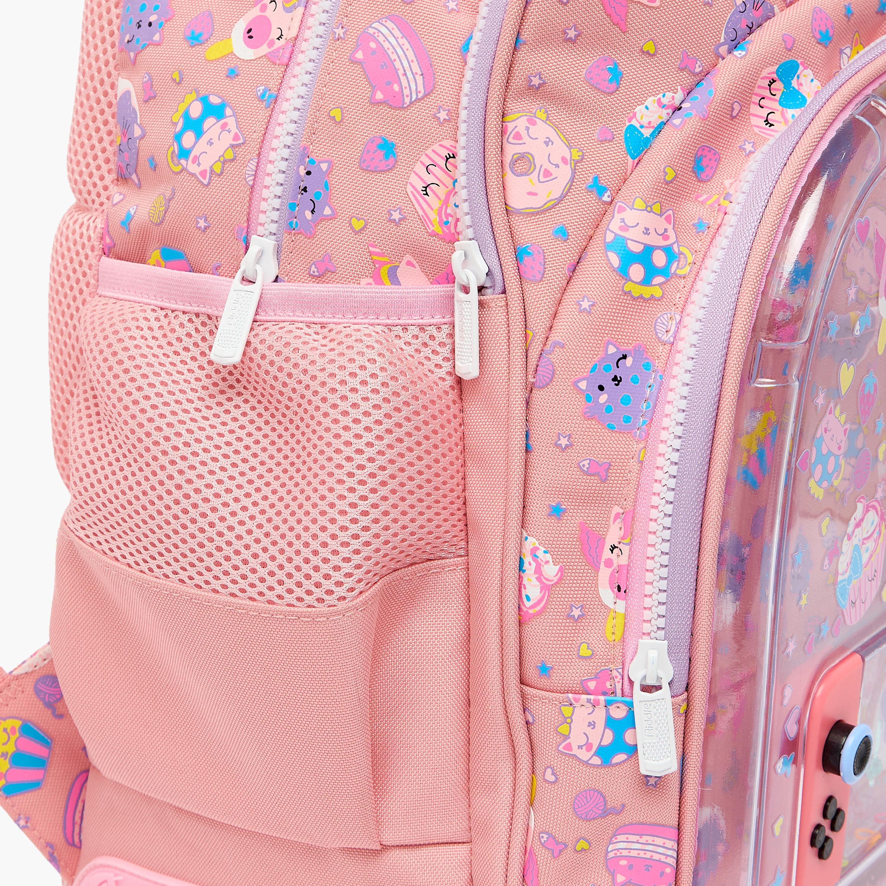 Riddle Cupcake Print Backpack for Girls 5-8 Years with Padded Shoulder Straps-school-bagsandbackpacks-backpacks-image-5
