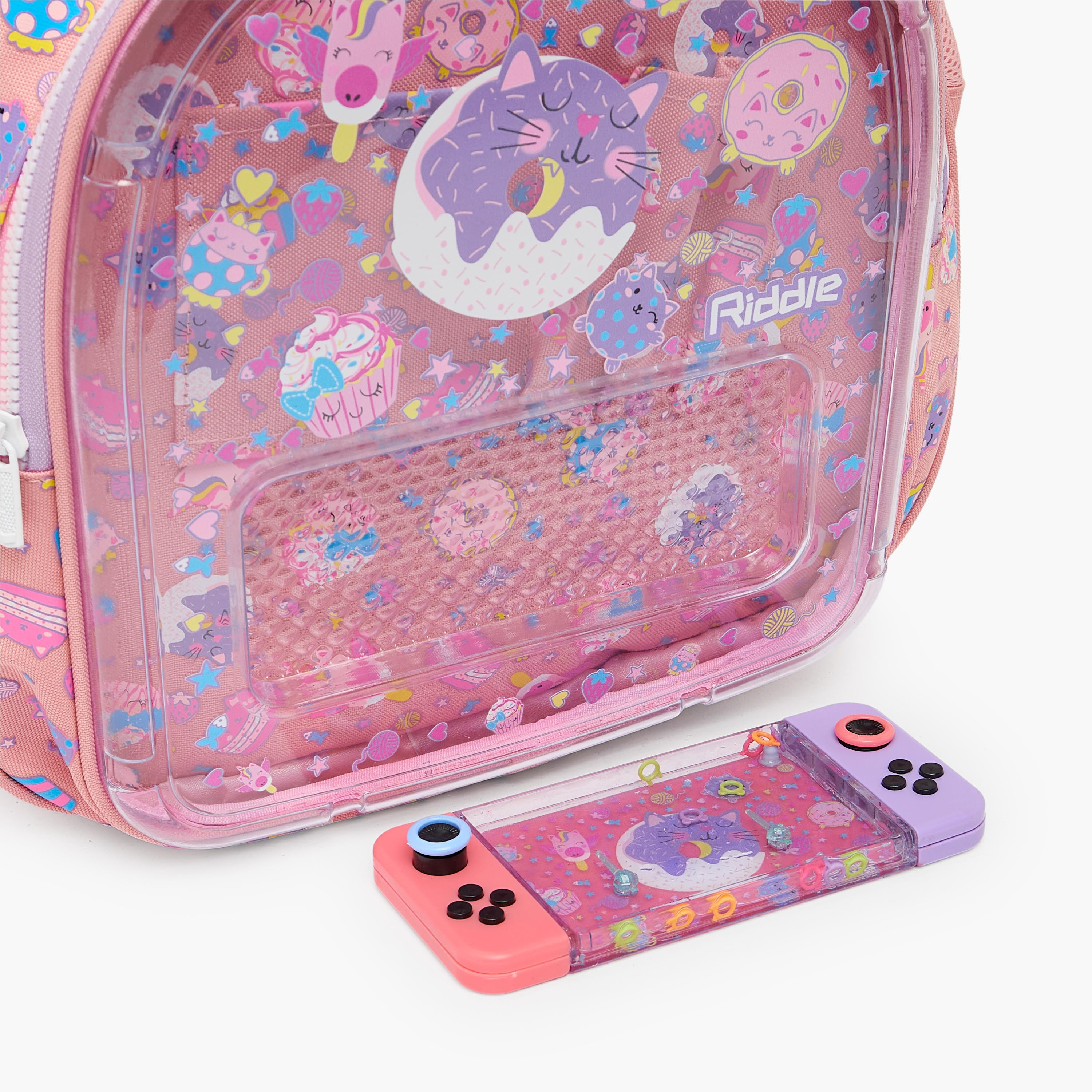 Riddle Cupcake Print Backpack for Girls 5-8 Years with Padded Shoulder Straps-school-bagsandbackpacks-backpacks-image-7