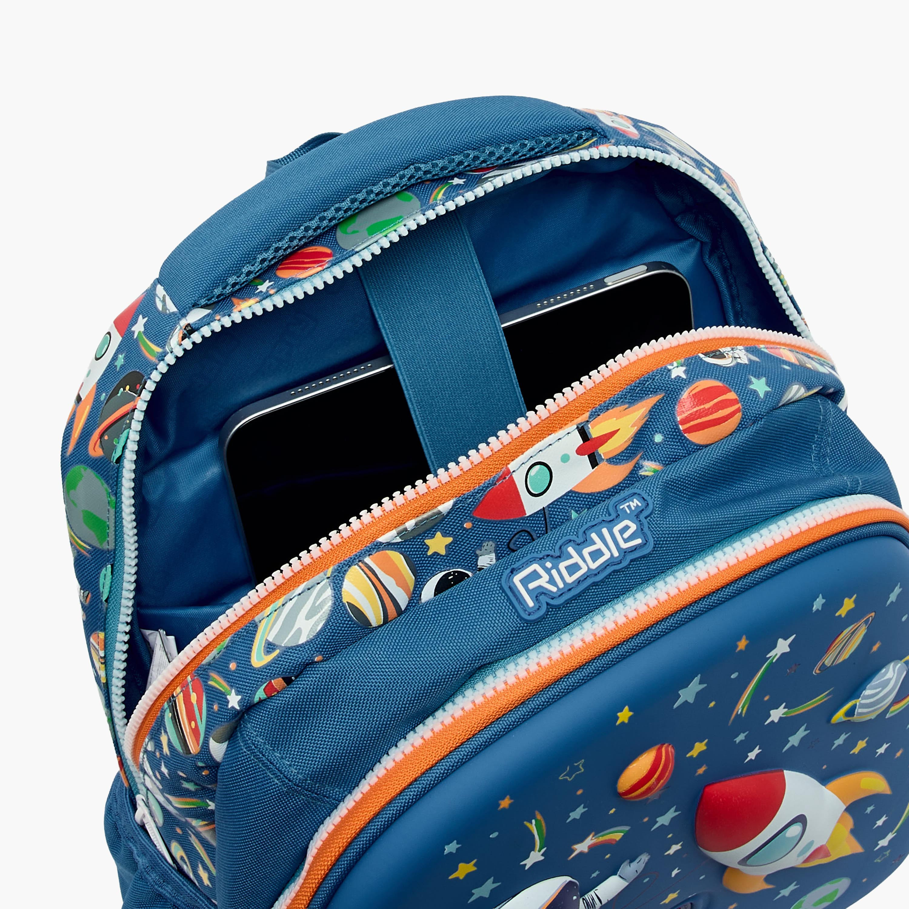 Riddle Astronaut Print Backpack for Boys 3-5 Years with Padded Shoulder Straps-school-bagsandbackpacks-backpacks-image-5