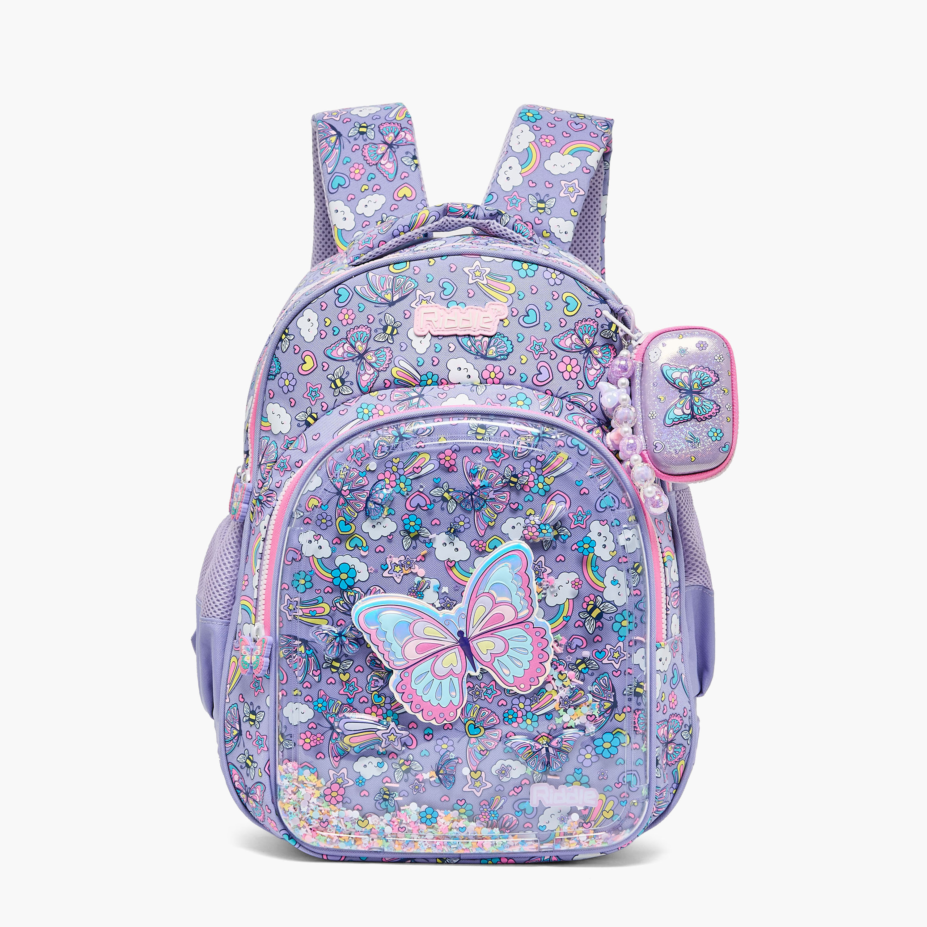 شنطة ظهر للبنات 5-8 سنوات بأحزمة كتف مبطنة قابلة للتعديل وطبعات فراشة من ريدل-school-bagsandbackpacks-backpacks-image-1