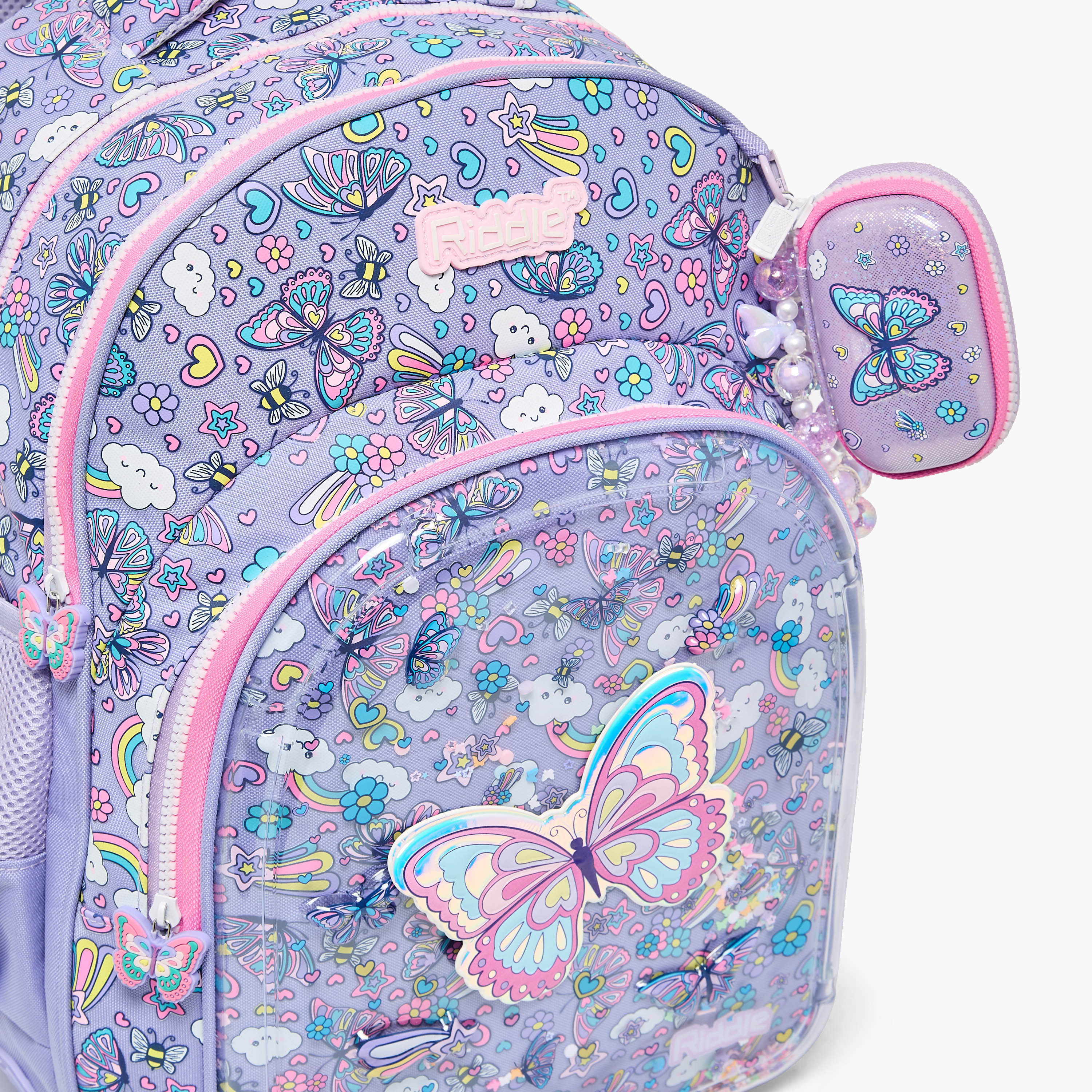شنطة ظهر للبنات 5-8 سنوات بأحزمة كتف مبطنة قابلة للتعديل وطبعات فراشة من ريدل-school-bagsandbackpacks-backpacks-image-3