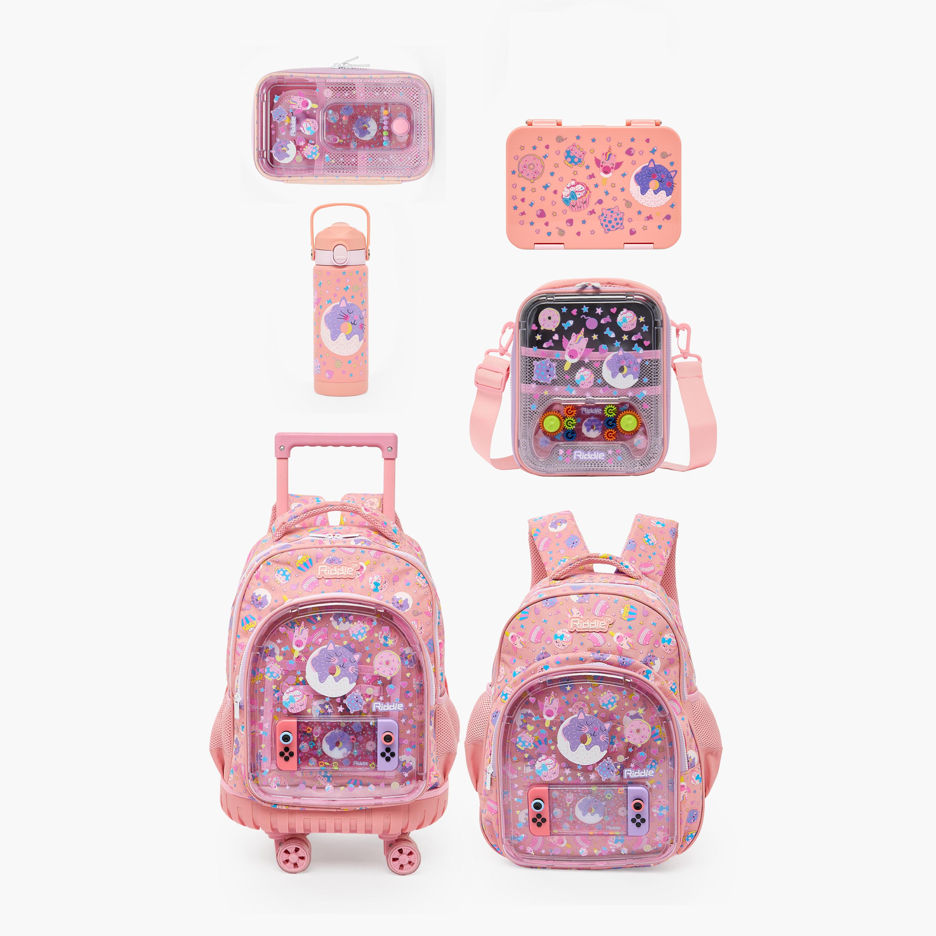 Riddle Cupcake Print Backpack for Girls 3-5 Years with Padded Shoulder Straps-school-bagsandbackpacks-backpacks-image-10