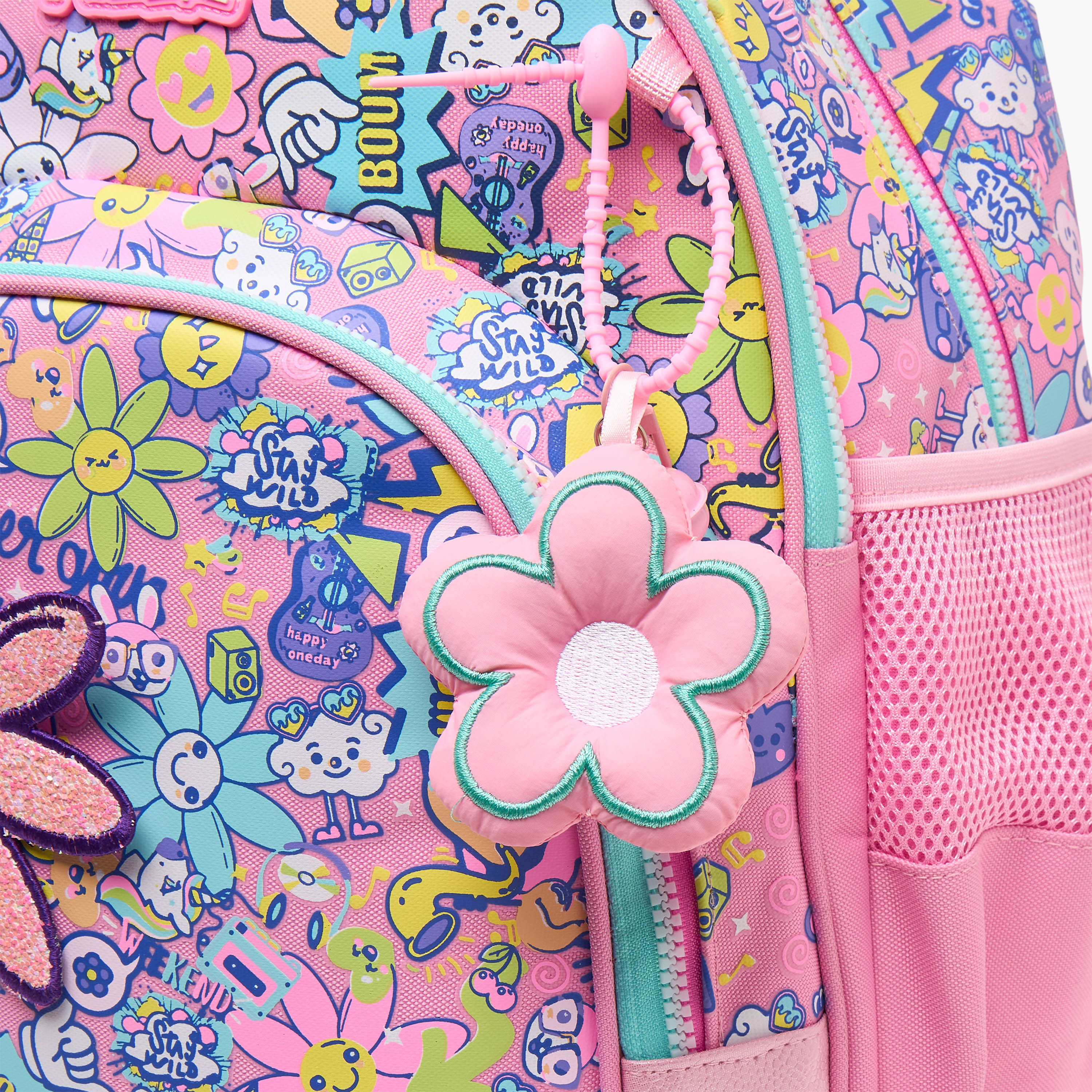 Riddle Floral Print Backpack for Girls 5-8 Years with Padded Shoulder Straps-school-bagsandbackpacks-backpacks-image-4