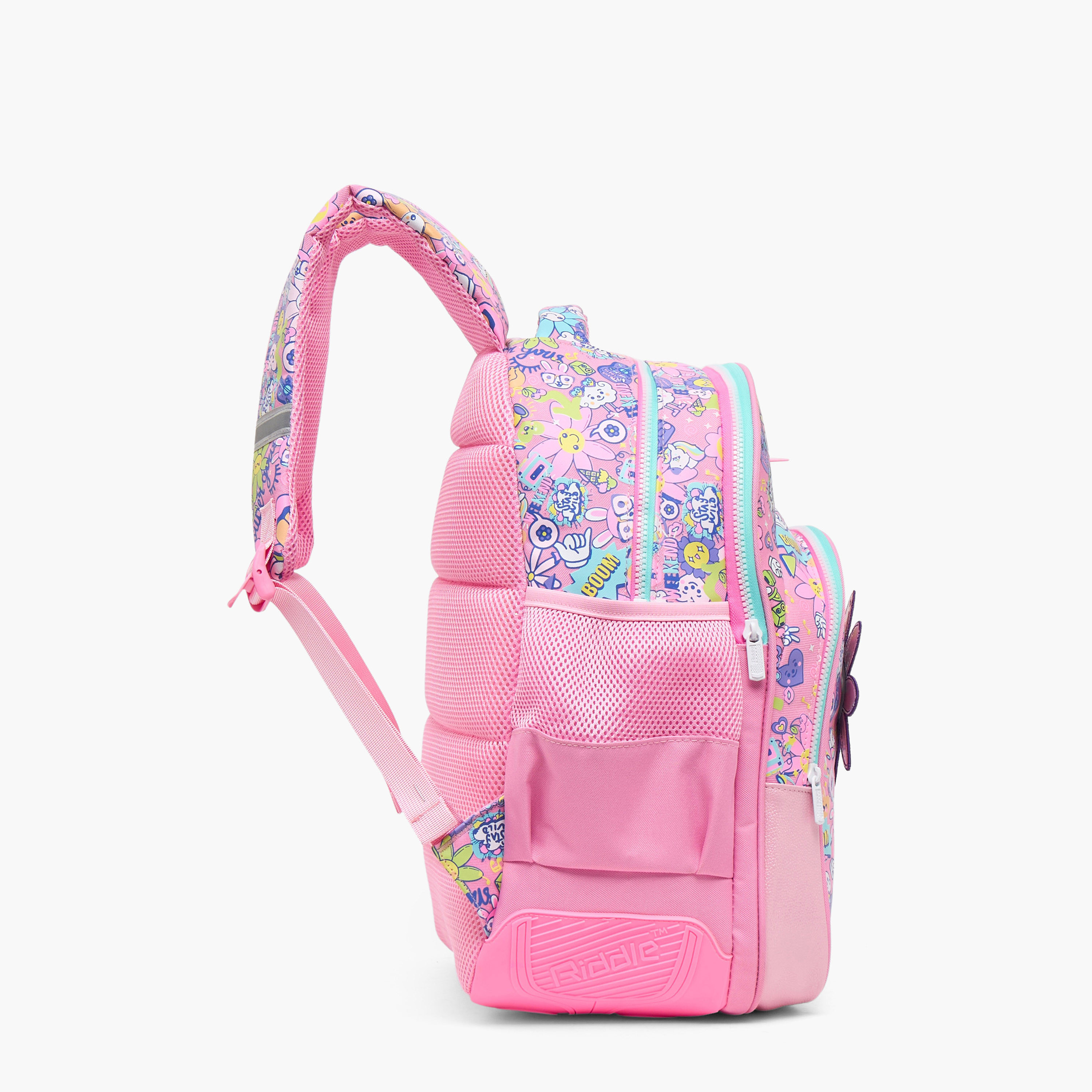 Riddle Floral Print Backpack for Girls 5-8 Years with Padded Shoulder Straps-school-bagsandbackpacks-backpacks-image-8