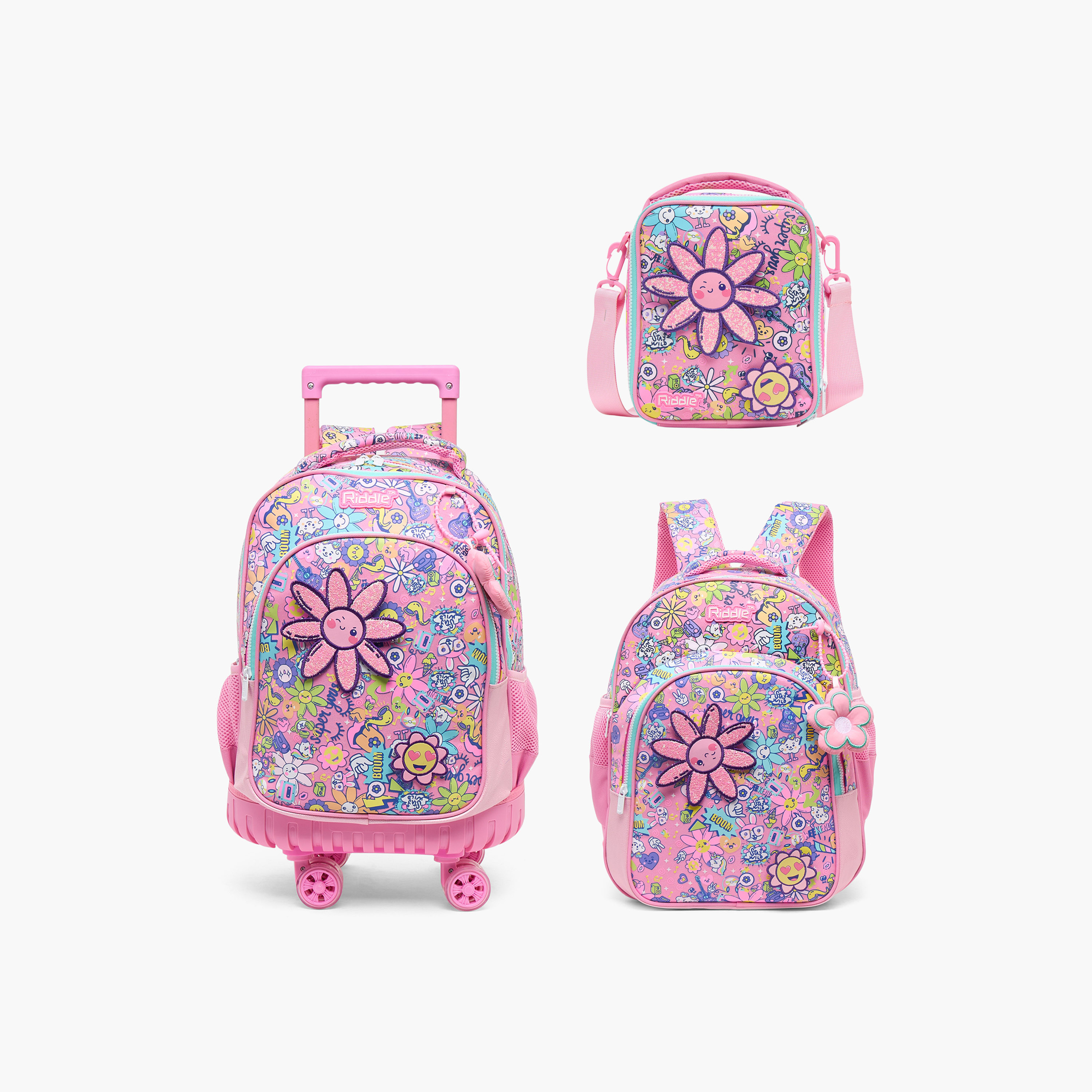 Riddle Floral Print Backpack for Girls 5-8 Years with Padded Shoulder Straps-school-bagsandbackpacks-backpacks-image-10