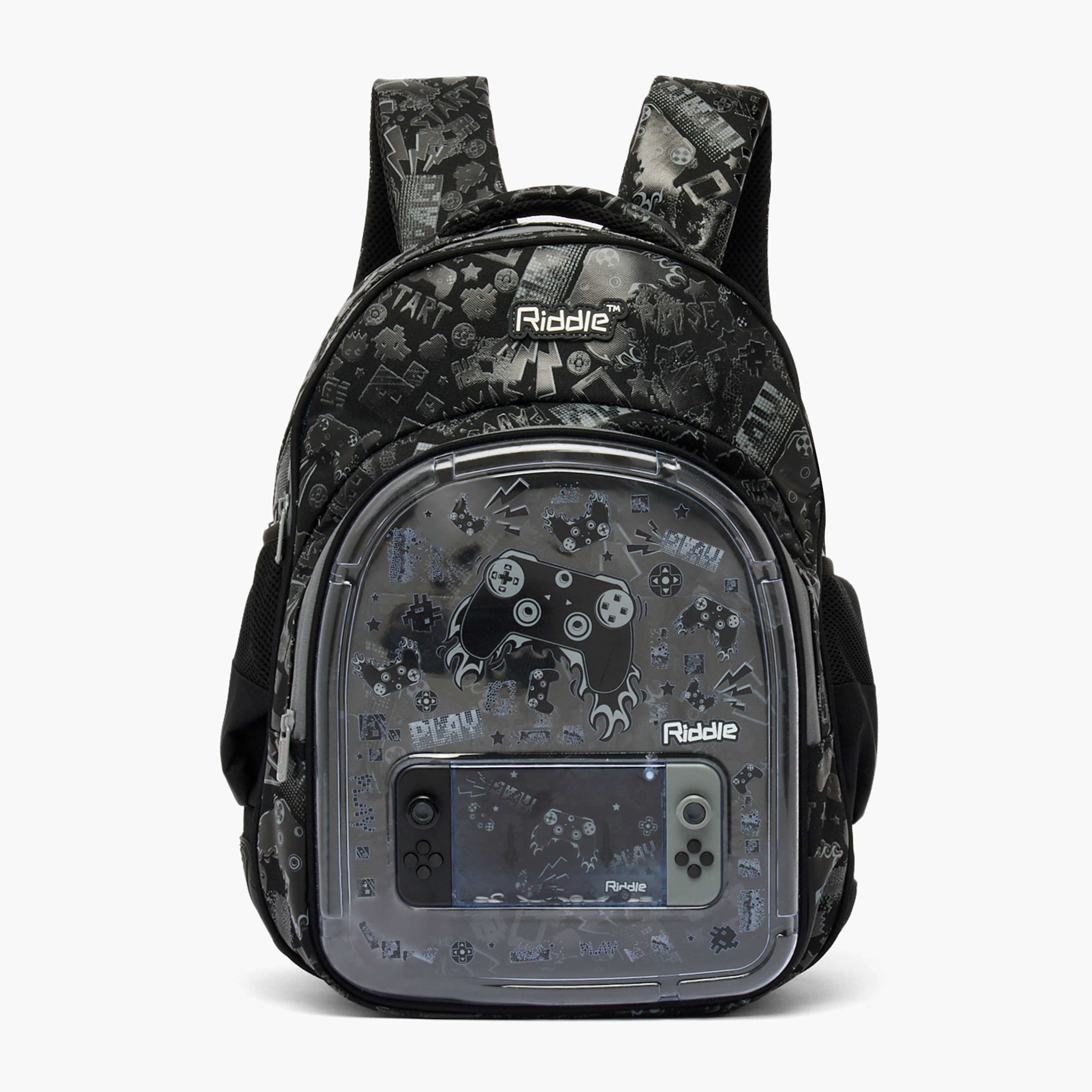 Riddle Gaming Print Backpack for Girls 3-5 Years with Padded Shoulder Straps - 14 inches-school-bagsandbackpacks-backpacks-image-1