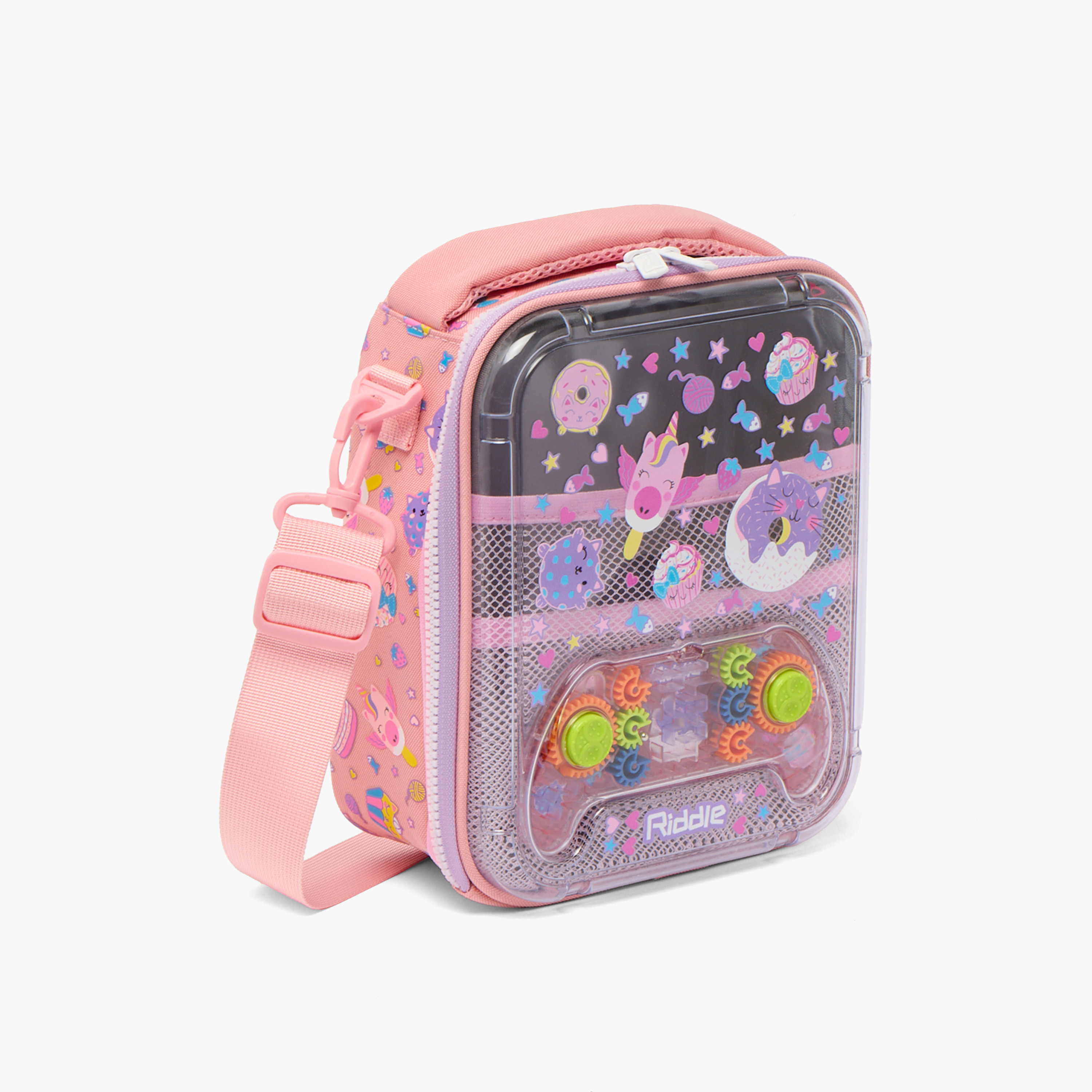 Riddle Game Controller Accent Lunch Bag for Girls 5-8 Years with Detachable Strap-school-lunchessentials-lunchbags-image-2