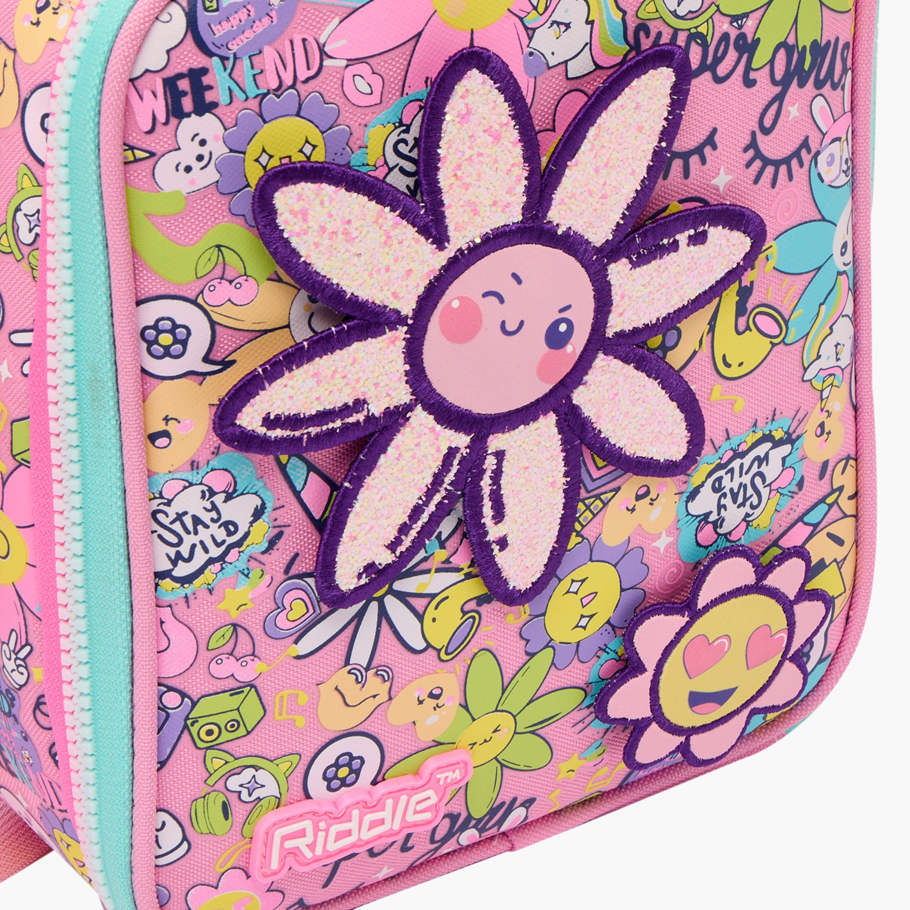 شنطة غداء بحزام قابل للفصل وتزيينات زهرية للبنات بعمر 5-8 سنوات من ريدل-school-lunchessentials-lunchbags-image-3