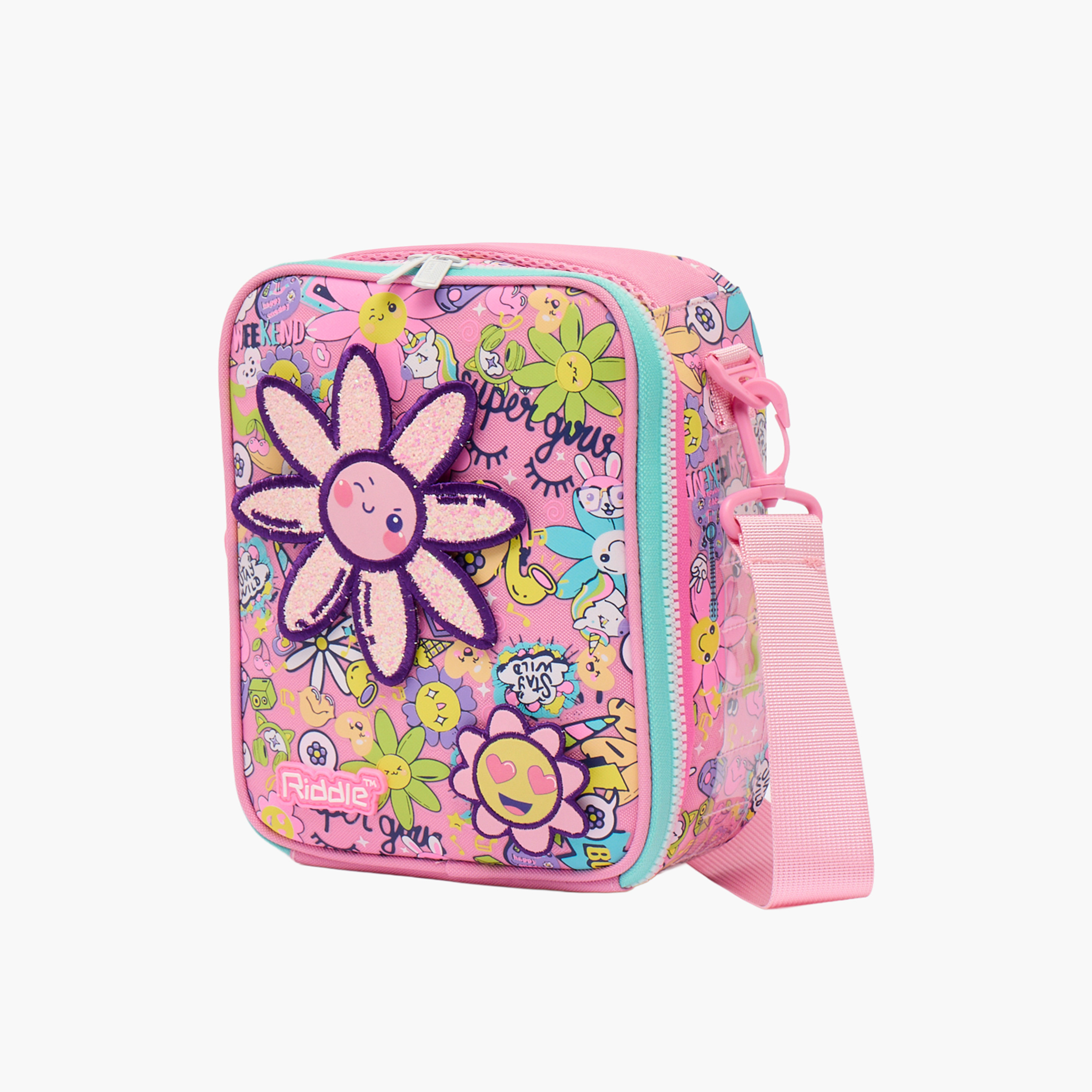 شنطة غداء بحزام قابل للفصل وتزيينات زهرية للبنات بعمر 5-8 سنوات من ريدل-school-lunchessentials-lunchbags-image-9