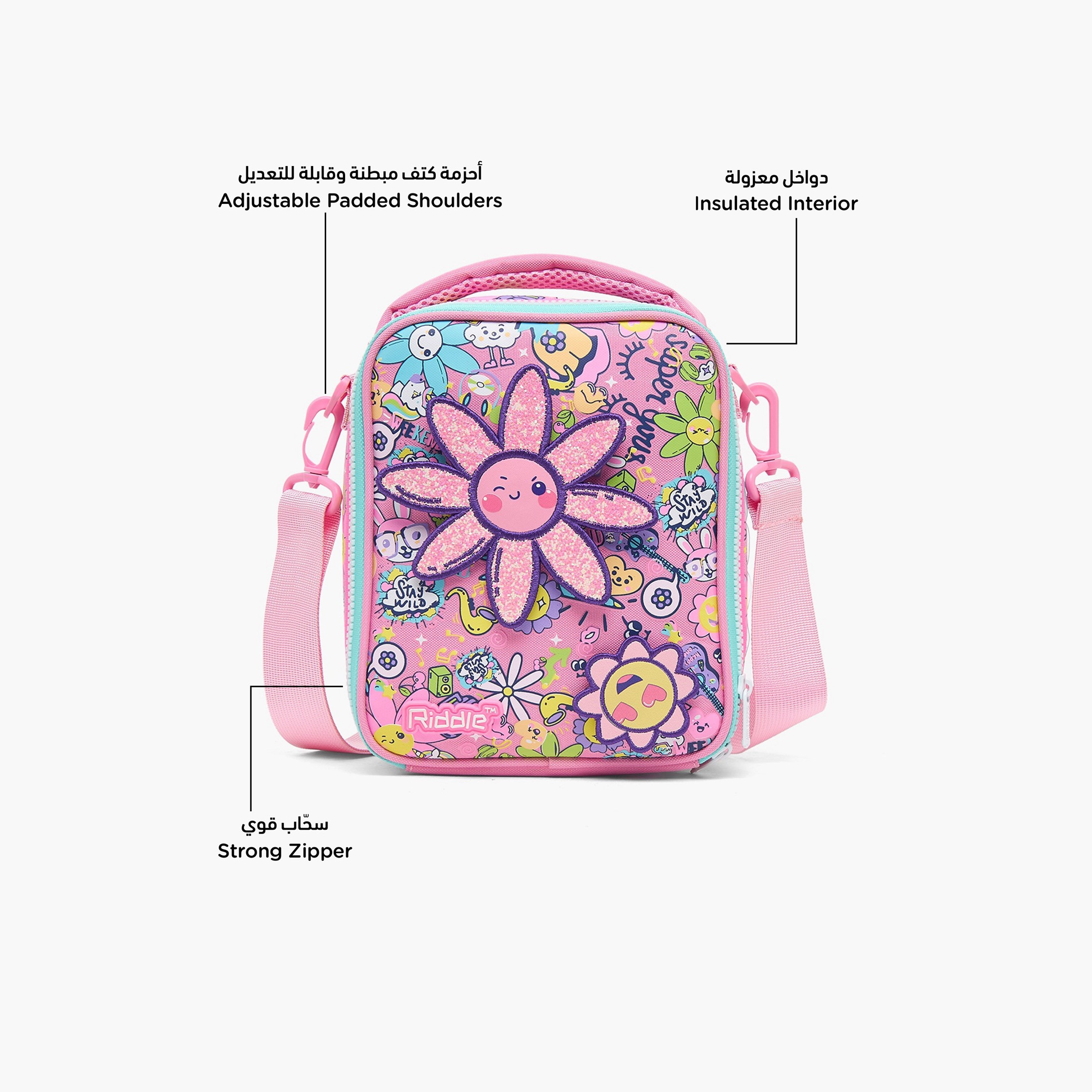 Riddle Floral Print Lunch Bag for Girls 5-8 Years with Insulation-school-lunchessentials-lunchbags-image-2