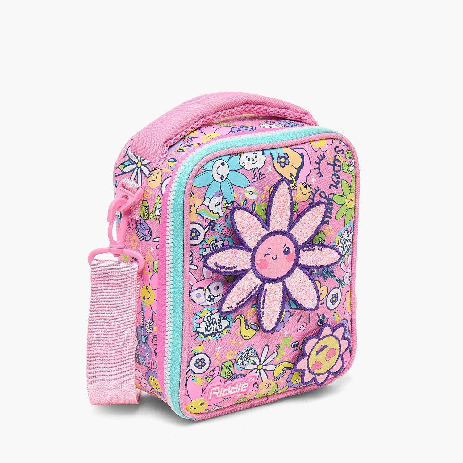 Riddle Floral Print Lunch Bag for Girls 5-8 Years with Insulation-school-lunchessentials-lunchbags-image-3
