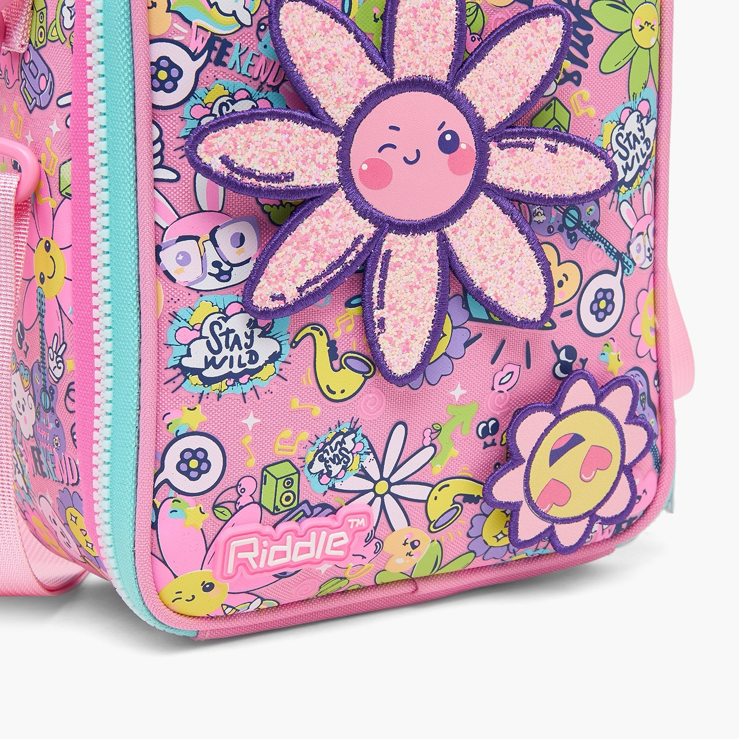 Riddle Floral Print Lunch Bag for Girls 5-8 Years with Insulation-school-lunchessentials-lunchbags-image-4
