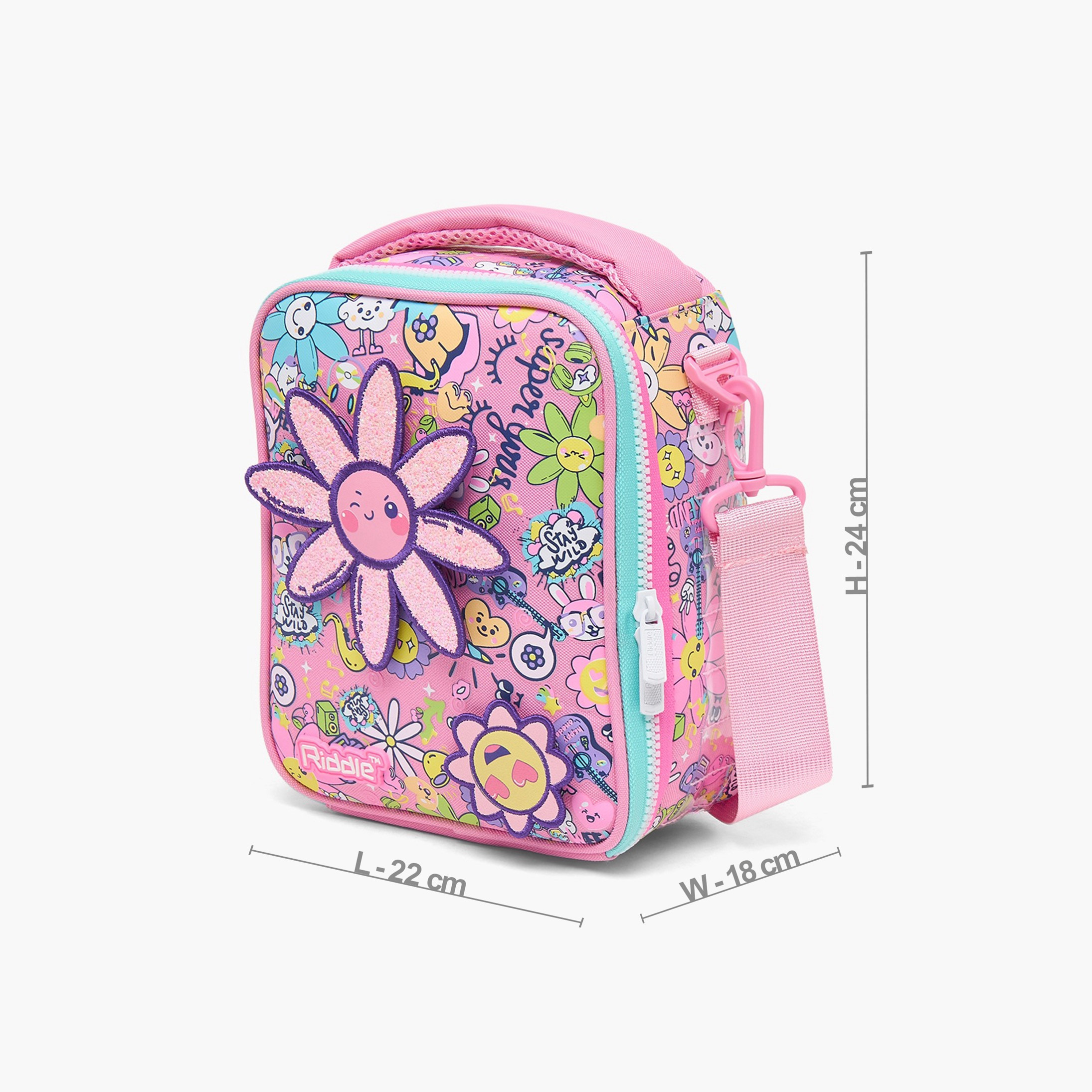 Riddle Floral Print Lunch Bag for Girls 5-8 Years with Insulation-school-lunchessentials-lunchbags-image-7