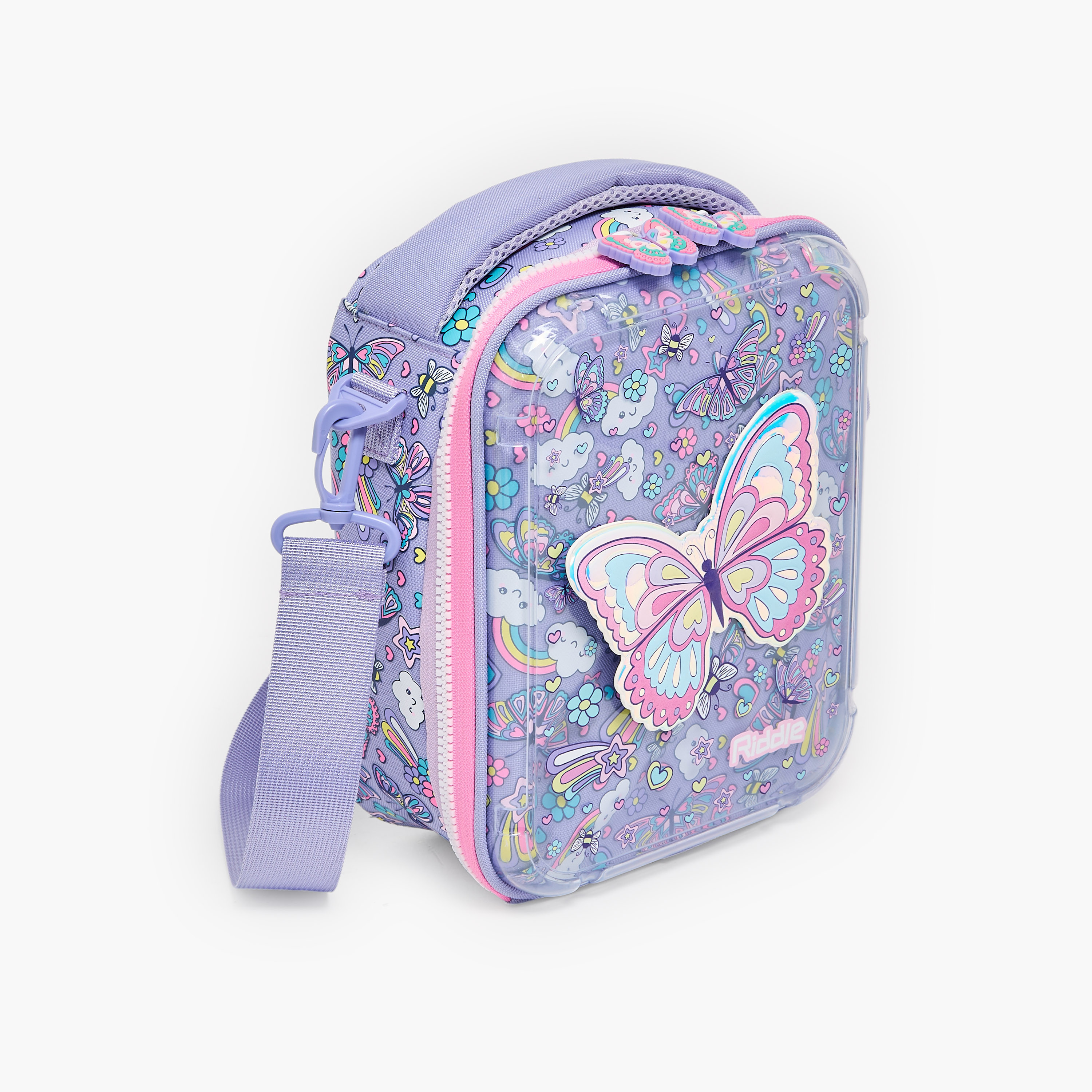 شنطة غداء مطبوعة بفراشة للبنات من 5-8 سنوات مع عازل حرارة من ريدل-school-lunchessentials-lunchbags-image-3