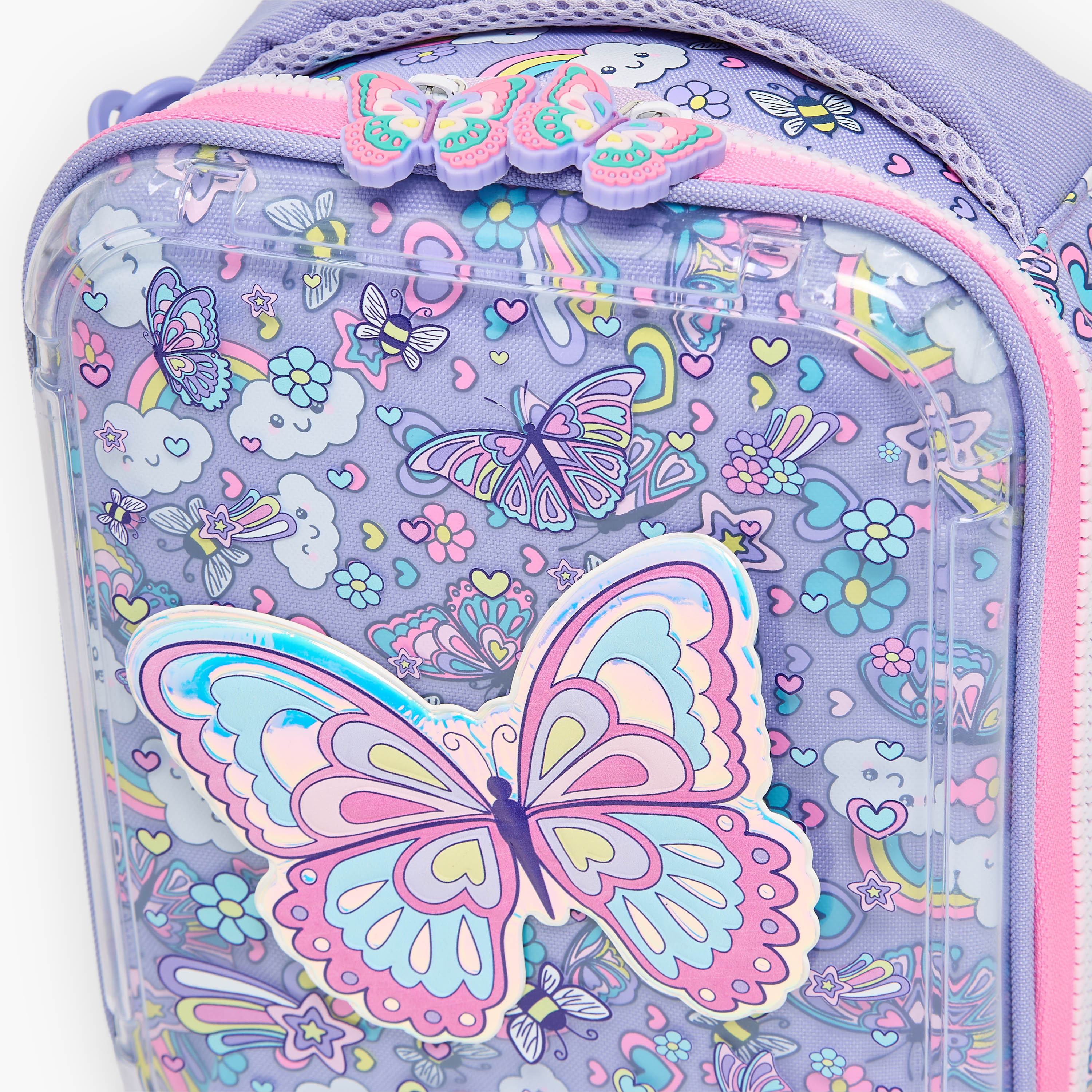 شنطة غداء مطبوعة بفراشة للبنات من 5-8 سنوات مع عازل حرارة من ريدل-school-lunchessentials-lunchbags-image-4