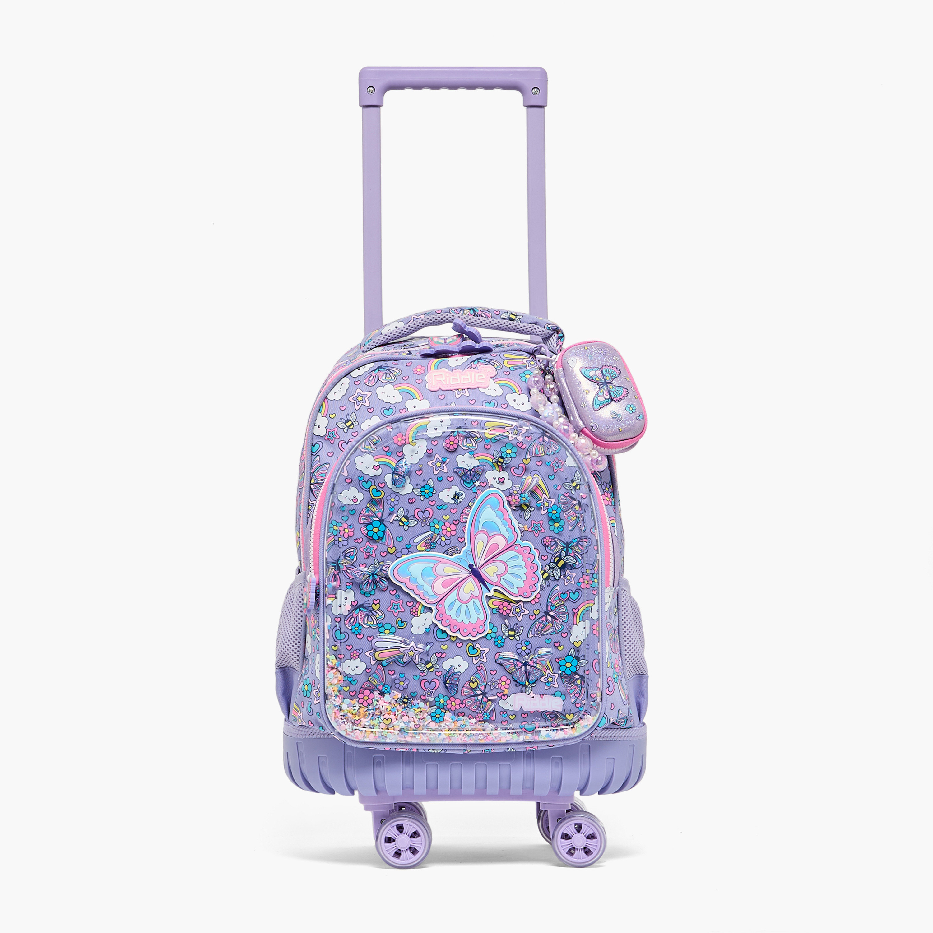 شنطة ترولي مع عجلات متينة وطبعات للبنات بعمر 5 إلى 8 سنوات من ريدل - 16 بوصة-school-bagsandbackpacks-trolleybags-image-2