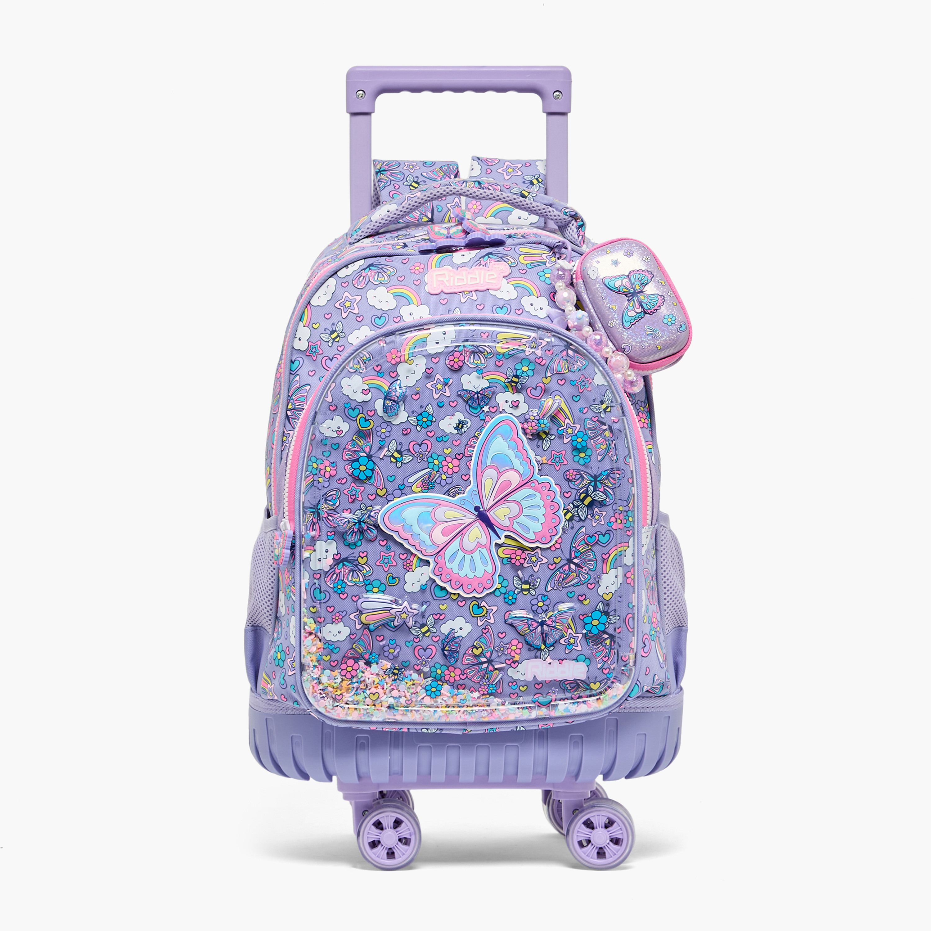 شنطة ترولي مع عجلات متينة وطبعات للبنات بعمر 5 إلى 8 سنوات من ريدل - 16 بوصة-school-bagsandbackpacks-trolleybags-image-1