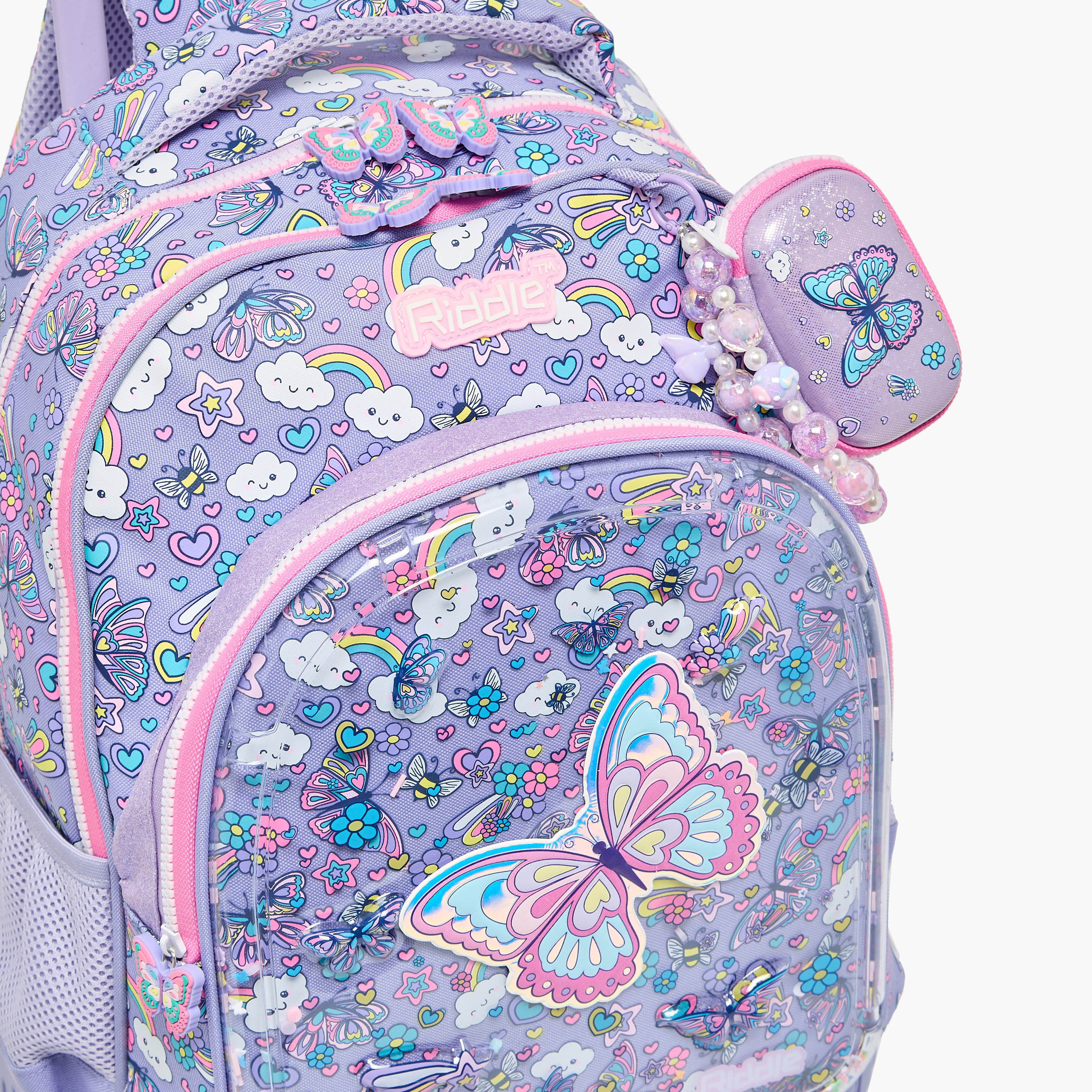 شنطة ترولي مع عجلات متينة وطبعات للبنات بعمر 5 إلى 8 سنوات من ريدل - 16 بوصة-school-bagsandbackpacks-trolleybags-image-3