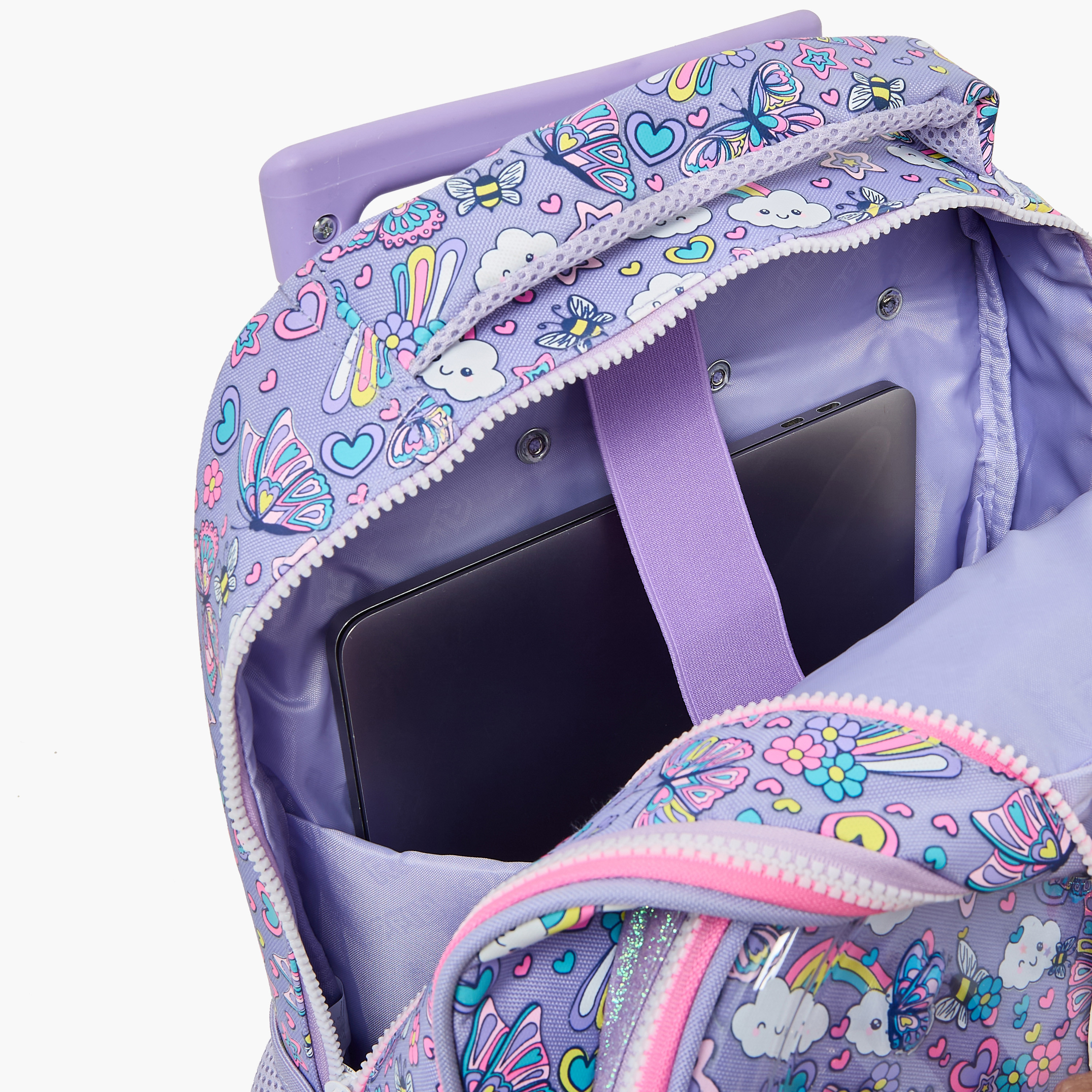 شنطة ترولي مع عجلات متينة وطبعات للبنات بعمر 5 إلى 8 سنوات من ريدل - 16 بوصة-school-bagsandbackpacks-trolleybags-image-5