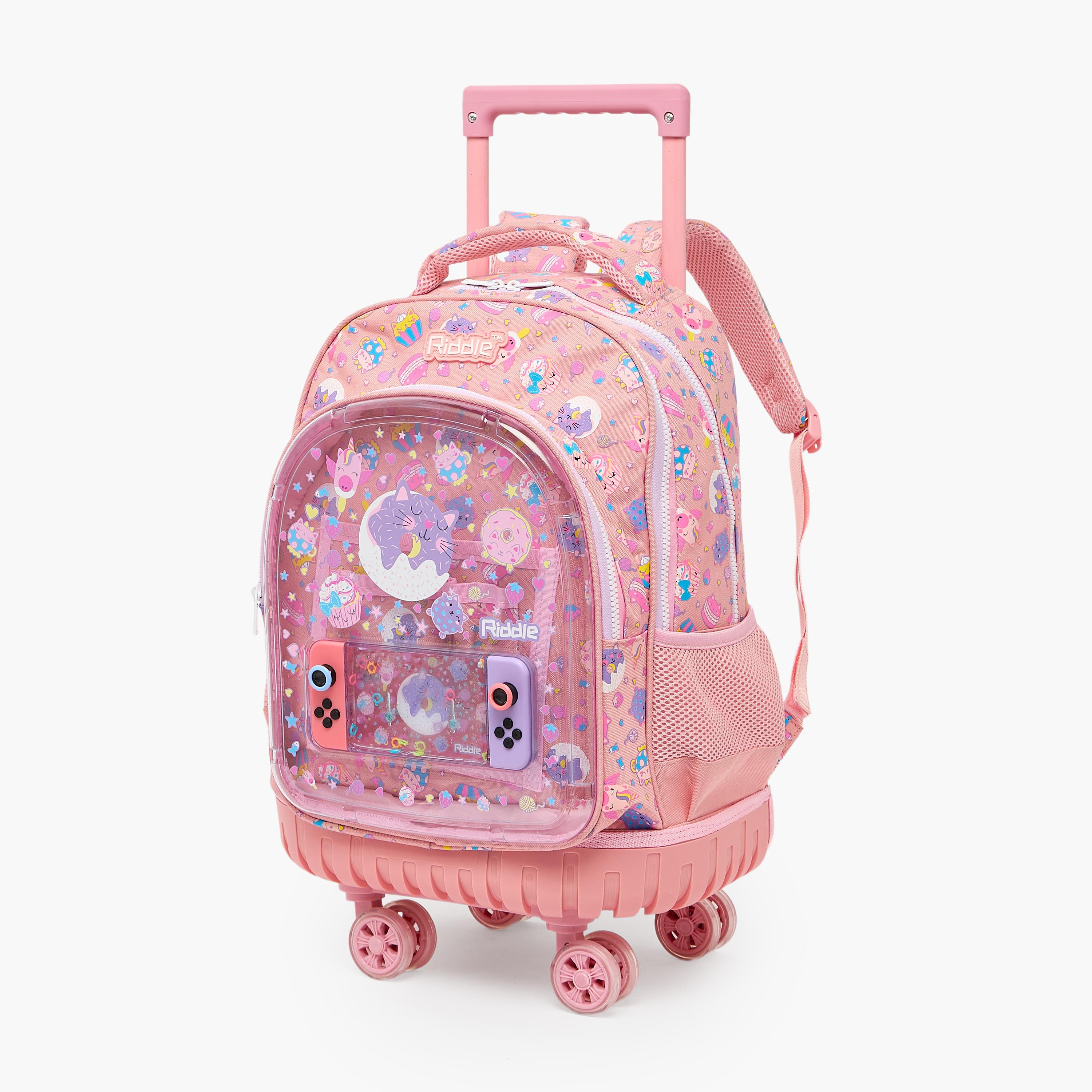 شنطة ترولي للبنات 5-8 سنوات بعجلات متينة وطبعات كوبكيك من ريدل - 16 بوصة-school-bagsandbackpacks-trolleybags-image-11