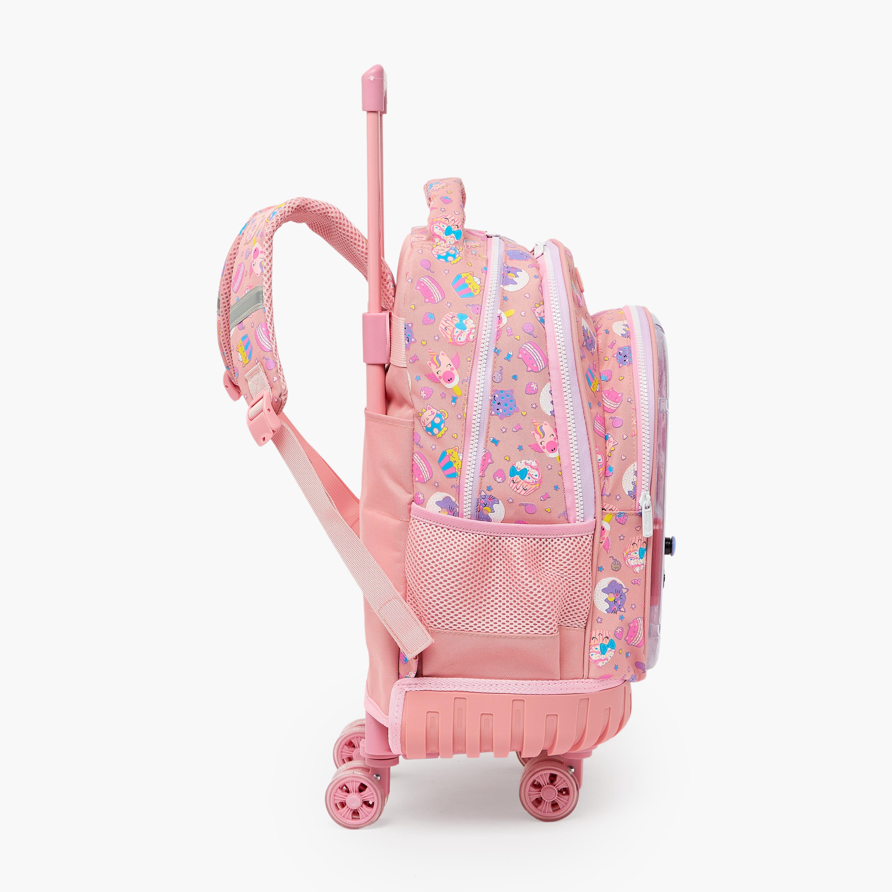 شنطة ترولي للبنات 5-8 سنوات بعجلات متينة وطبعات كوبكيك من ريدل - 16 بوصة-school-bagsandbackpacks-trolleybags-image-12