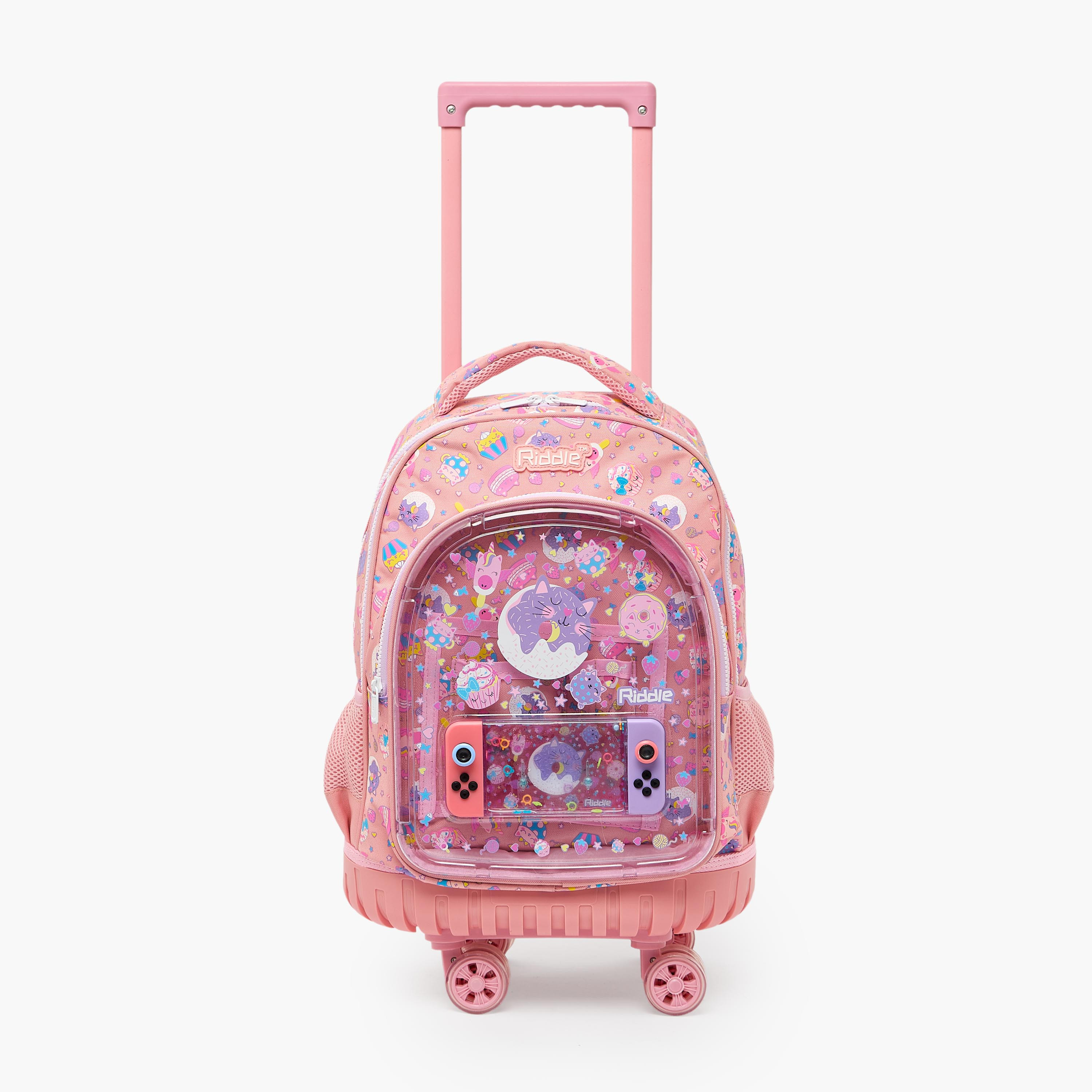 شنطة ترولي للبنات 5-8 سنوات بعجلات متينة وطبعات كوبكيك من ريدل - 16 بوصة-school-bagsandbackpacks-trolleybags-image-2