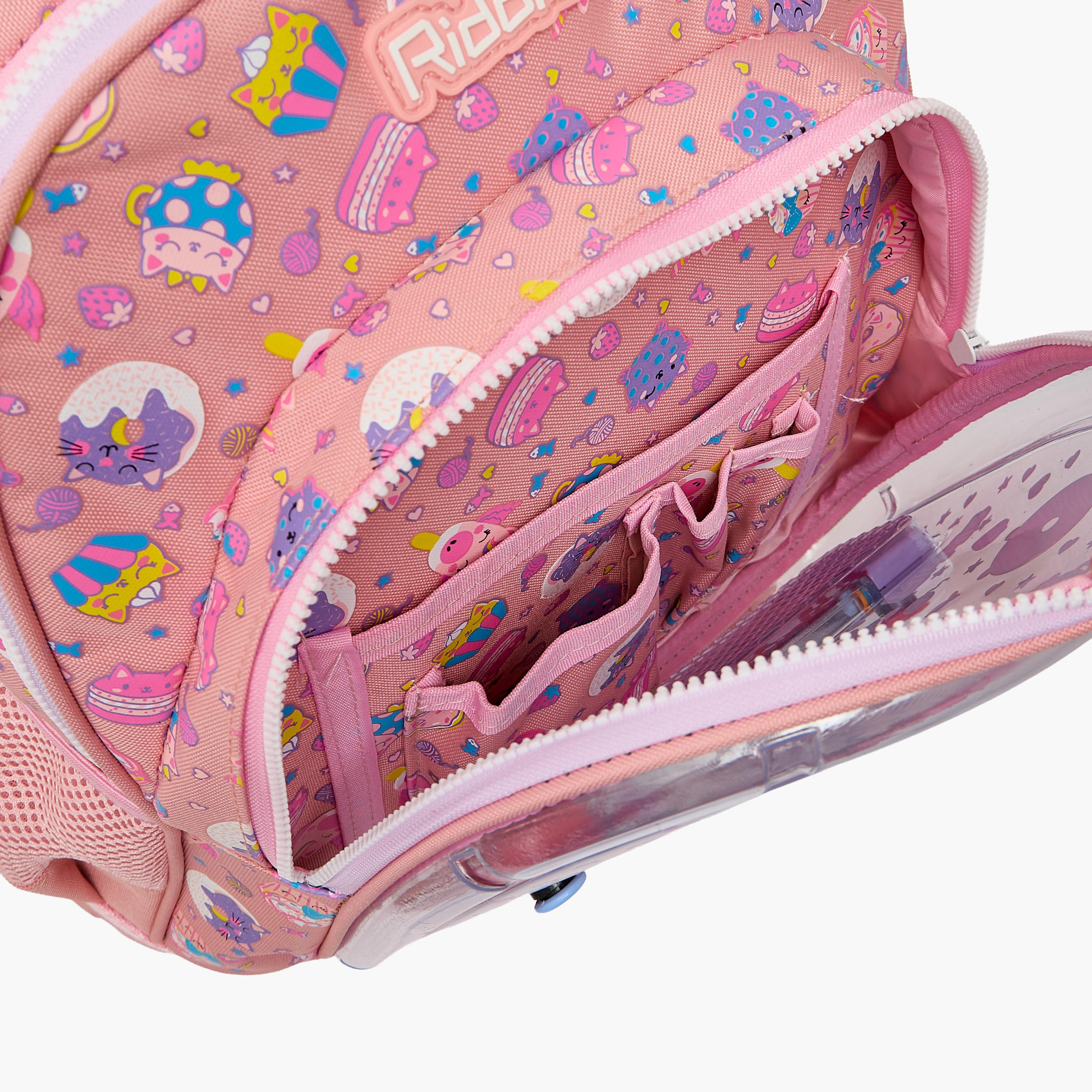 شنطة ترولي للبنات 5-8 سنوات بعجلات متينة وطبعات كوبكيك من ريدل - 16 بوصة-school-bagsandbackpacks-trolleybags-image-9