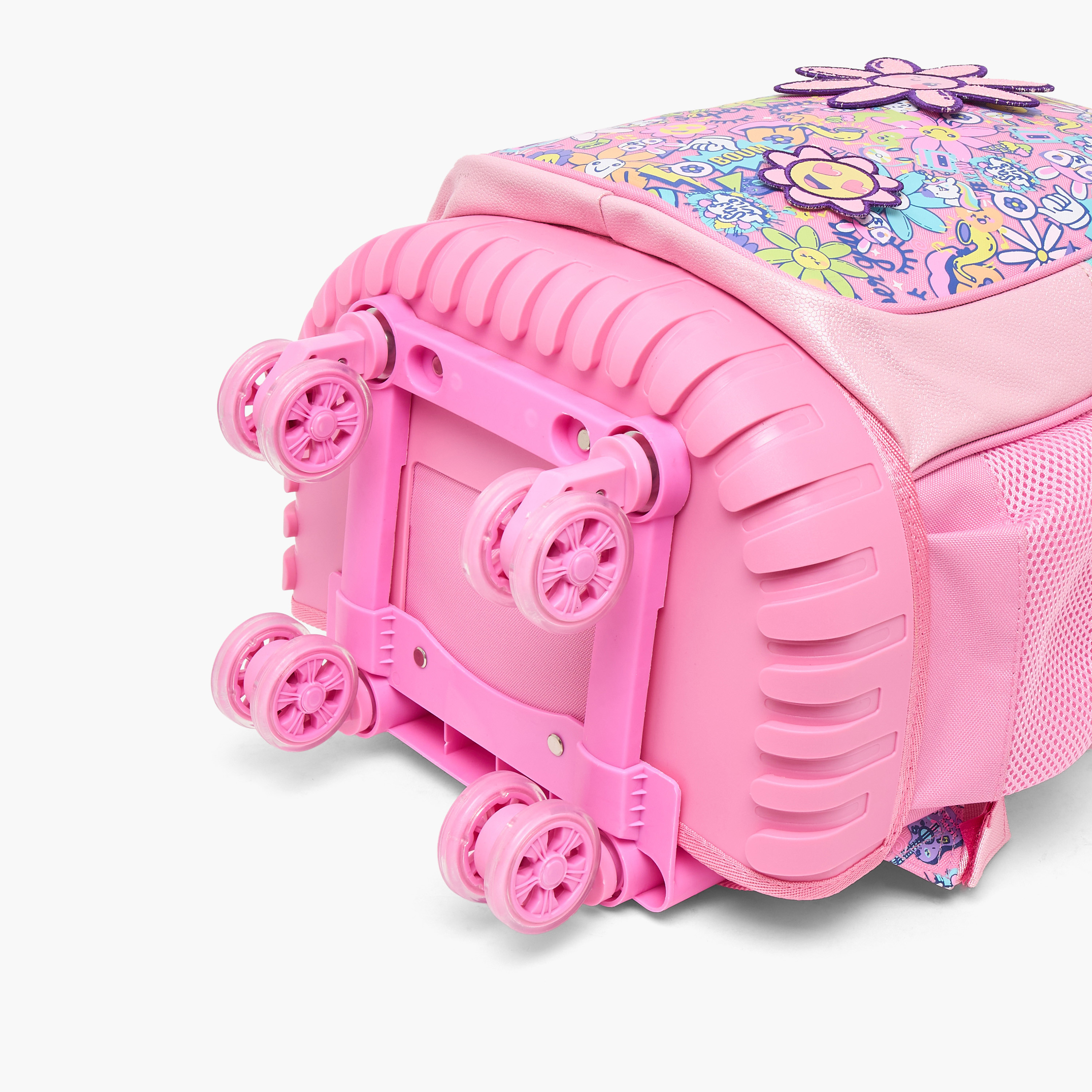 Riddle Floral Print Trolley Bag for Girls 5-8 Years with Durable Wheels - 16 inches-school-bagsandbackpacks-trolleybags-image-11