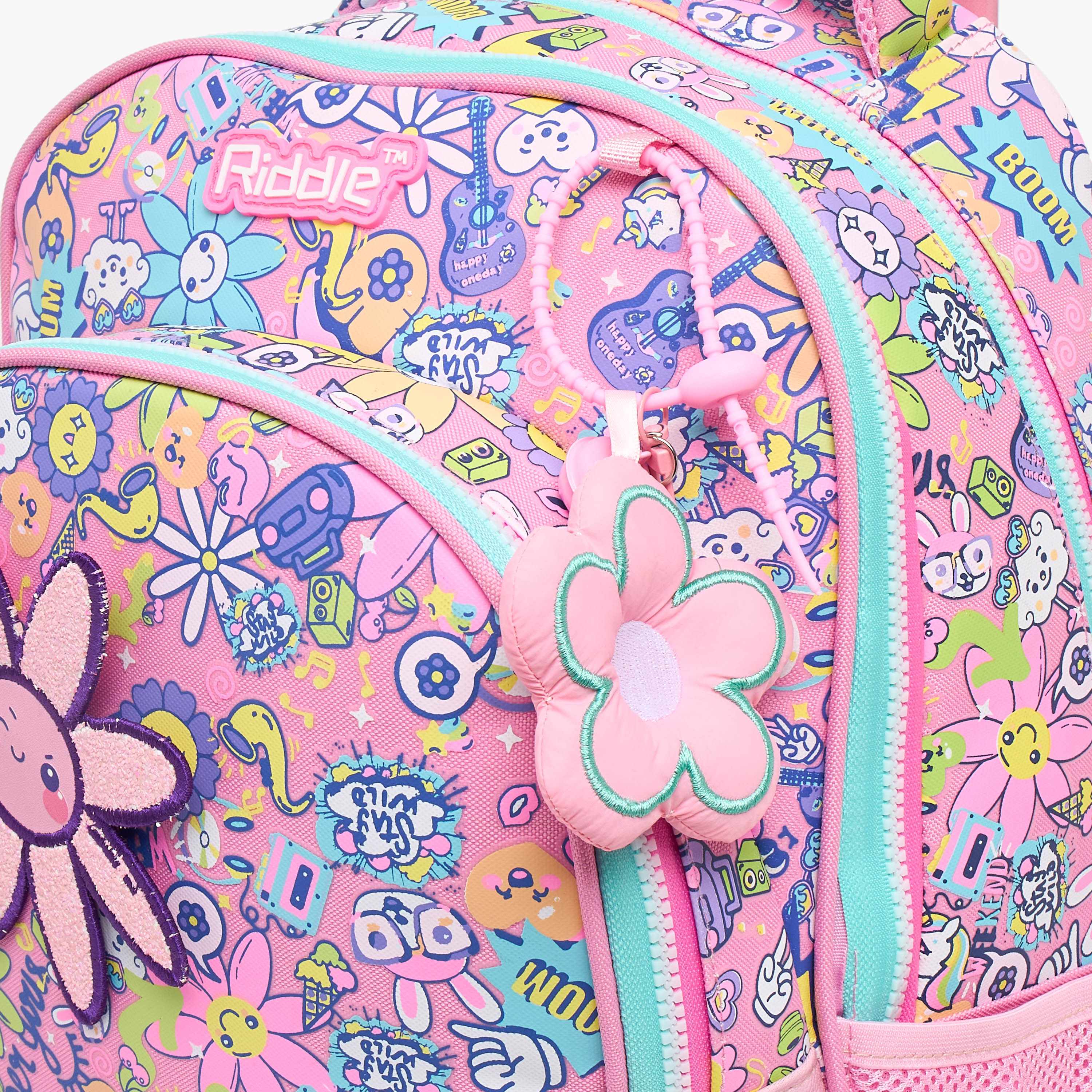 Riddle Floral Print Trolley Bag for Girls 5-8 Years with Durable Wheels - 16 inches-school-bagsandbackpacks-trolleybags-image-4