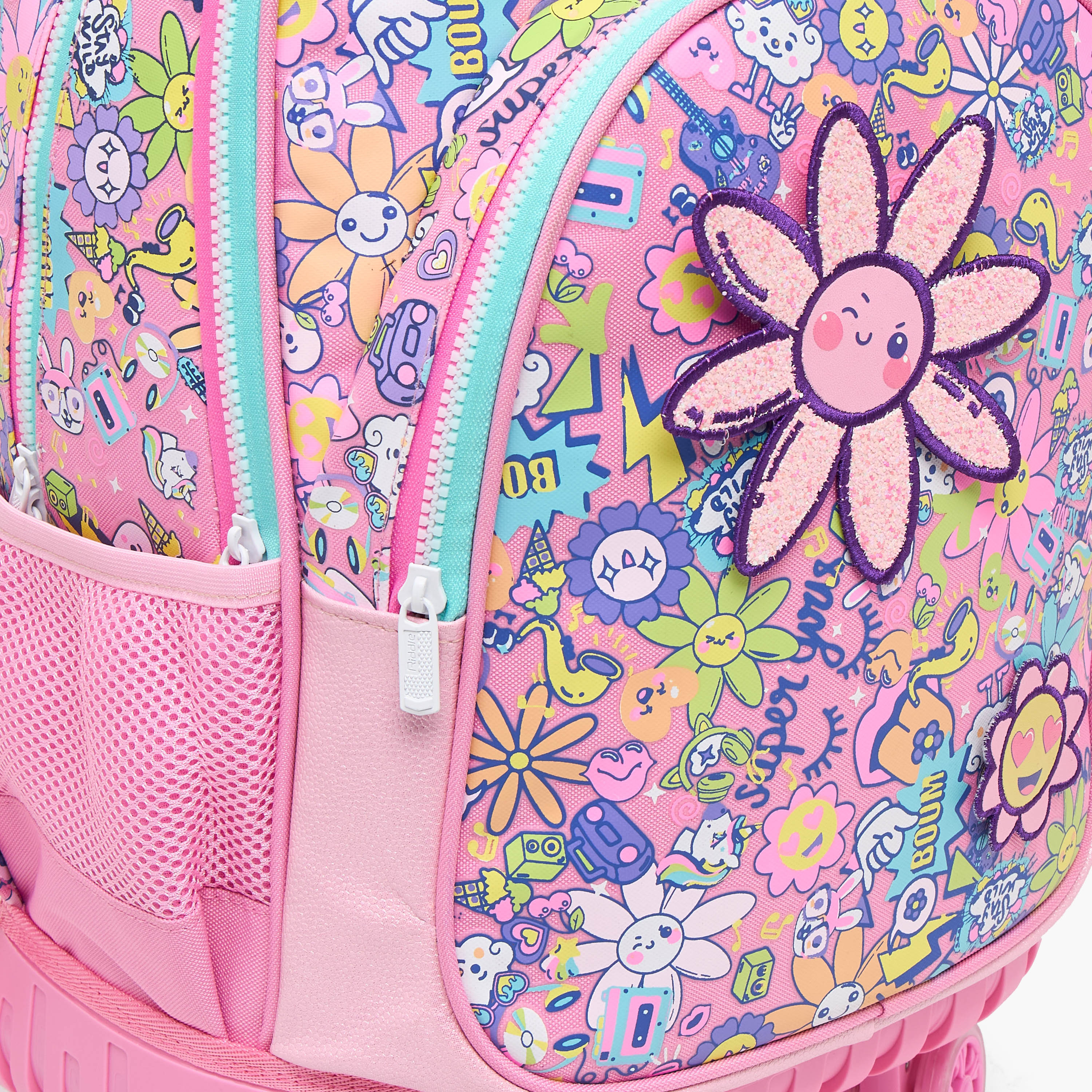 Riddle Floral Print Trolley Bag for Girls 5-8 Years with Durable Wheels - 16 inches-school-bagsandbackpacks-trolleybags-image-5