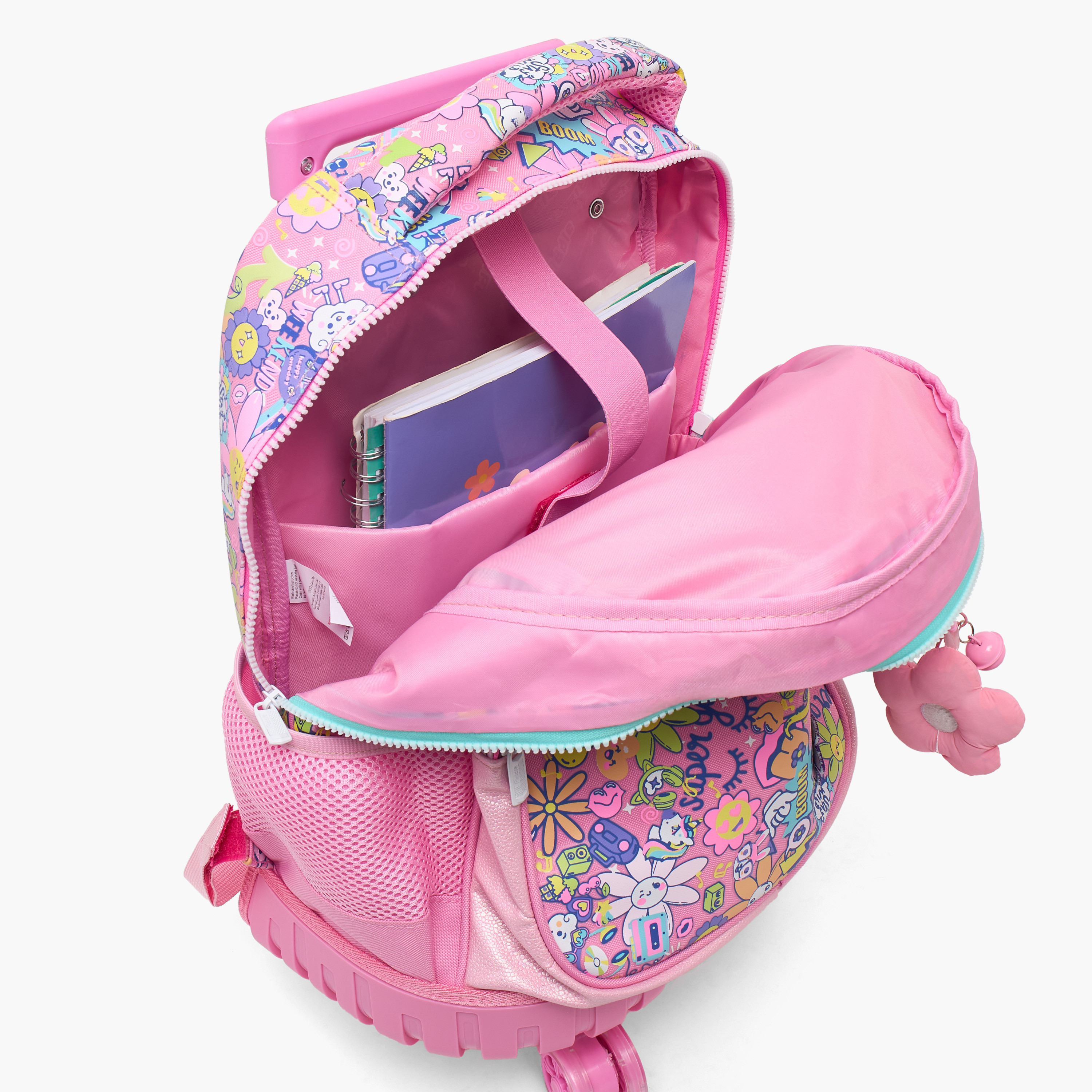 Riddle Floral Print Trolley Bag for Girls 5-8 Years with Durable Wheels - 16 inches-school-bagsandbackpacks-trolleybags-image-6