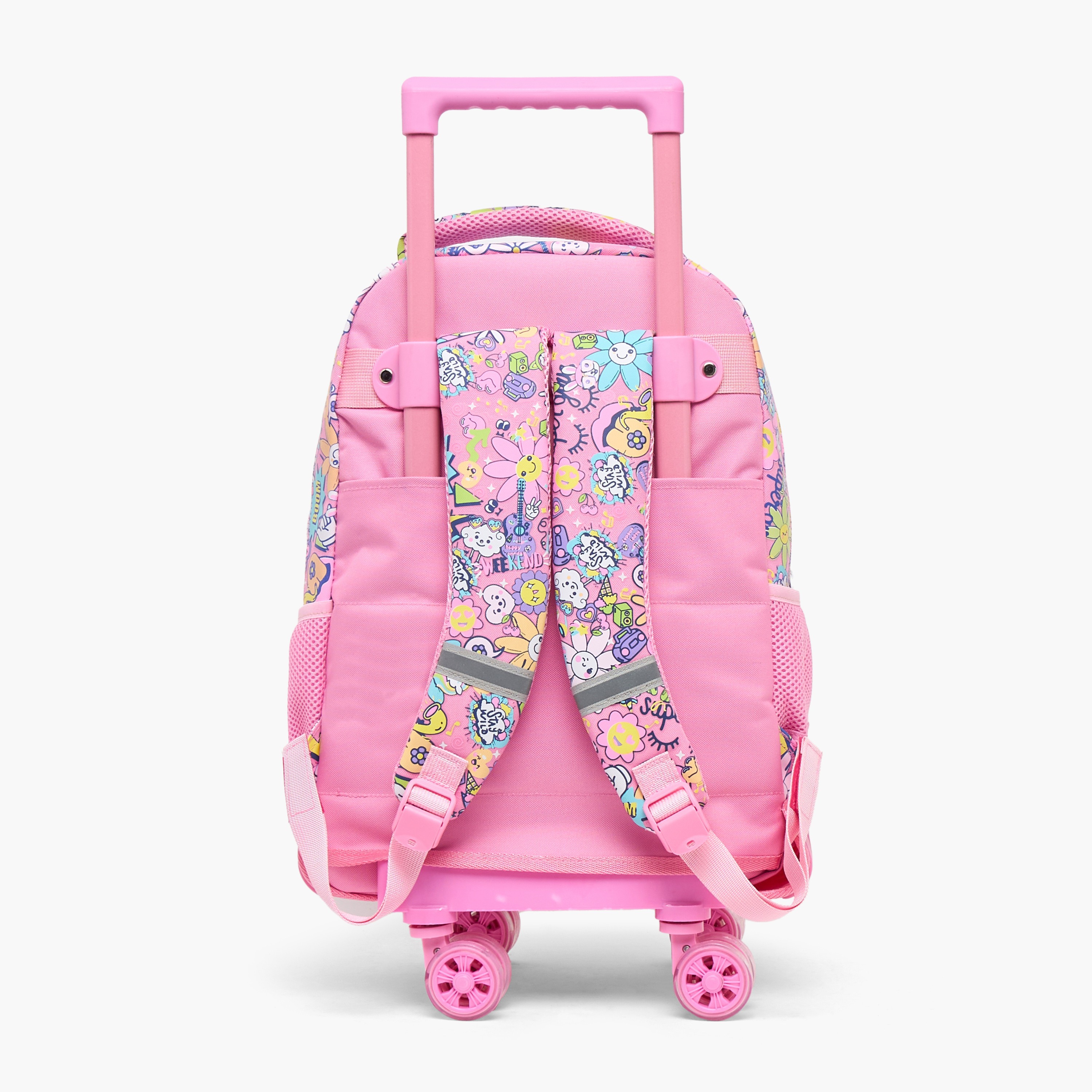 Riddle Floral Print Trolley Bag for Girls 5-8 Years with Durable Wheels - 16 inches-school-bagsandbackpacks-trolleybags-image-9