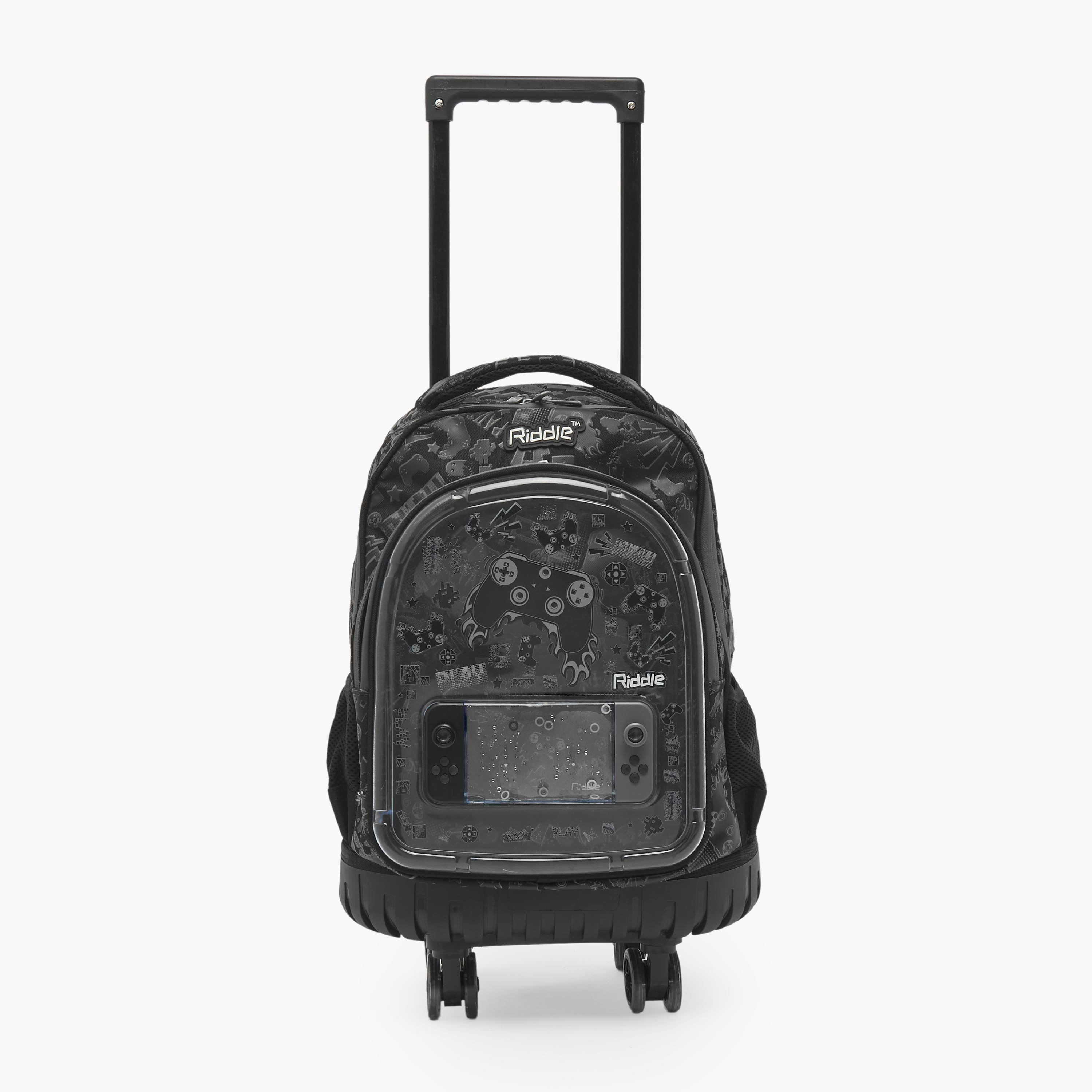 Riddle Gaming Print Trolley Bag for Boys 5-8 Years with Durable Wheels - 16 inches-school-bagsandbackpacks-trolleybags-image-2