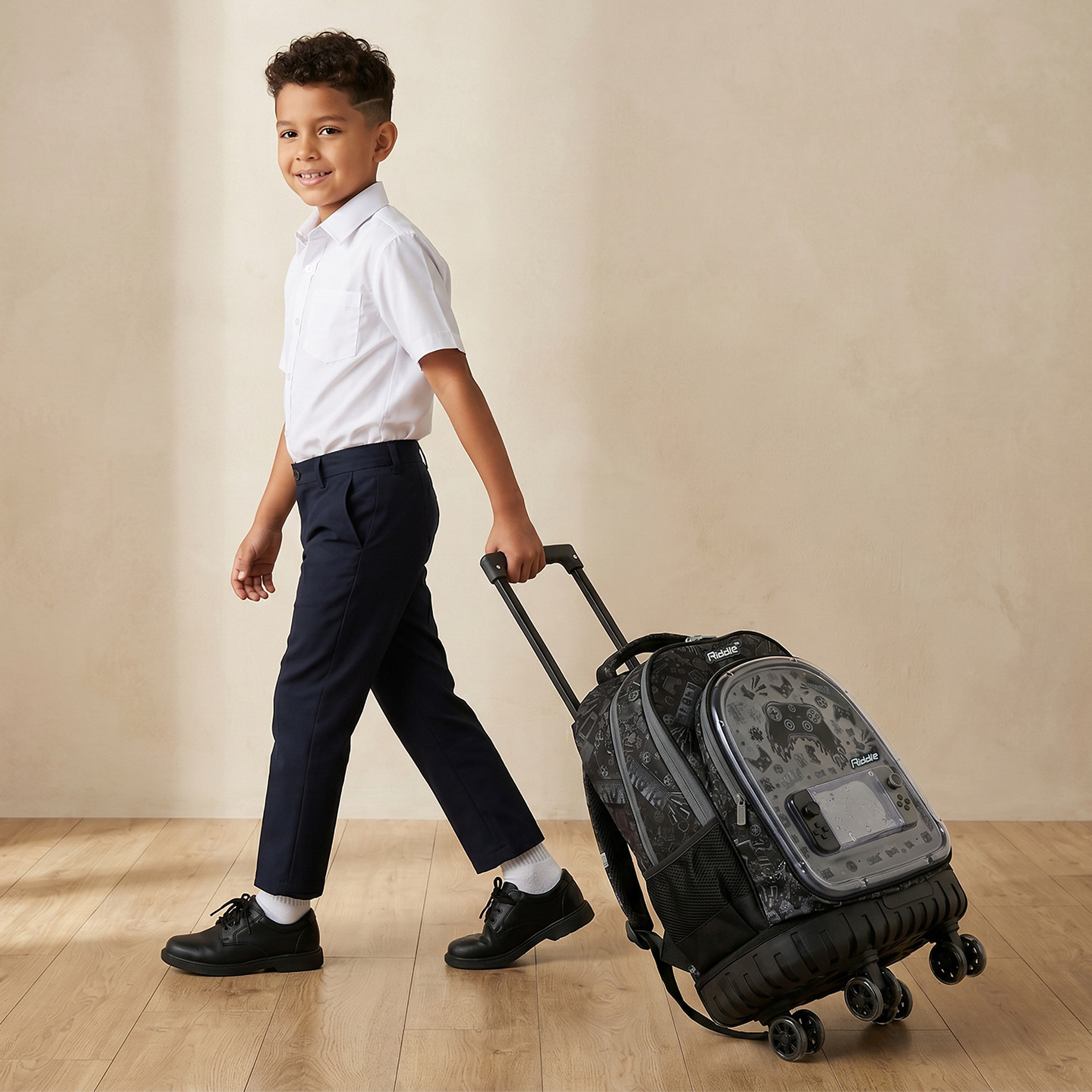Riddle Gaming Print Trolley Bag for Boys 5-8 Years with Durable Wheels - 16 inches-school-bagsandbackpacks-trolleybags-image-3
