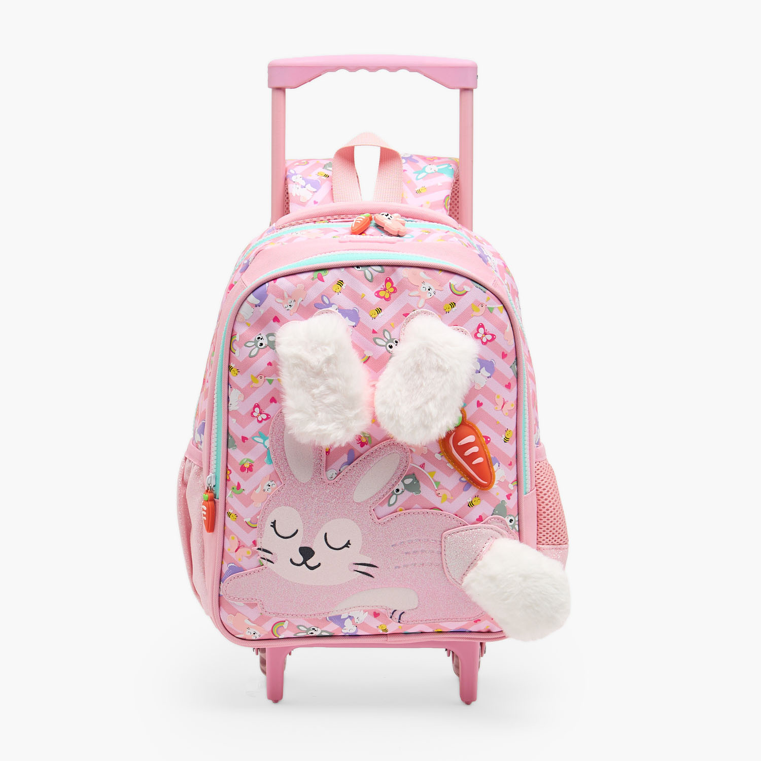 شنطة ترولي بأذني أرنب للبنات من 2-5 سنوات مع قسم لابتوب من ريدل - 14 بوصة-school-bagsandbackpacks-trolleybags-image-1