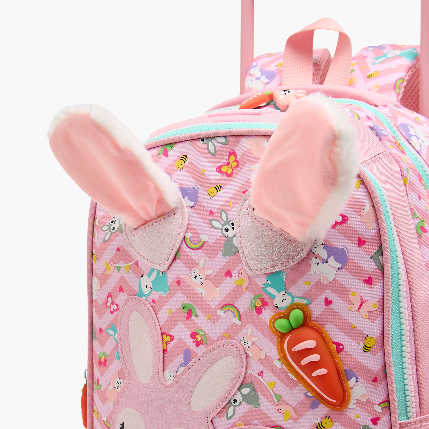 شنطة ترولي بأذني أرنب للبنات من 2-5 سنوات مع قسم لابتوب من ريدل - 14 بوصة-school-bagsandbackpacks-trolleybags-image-3