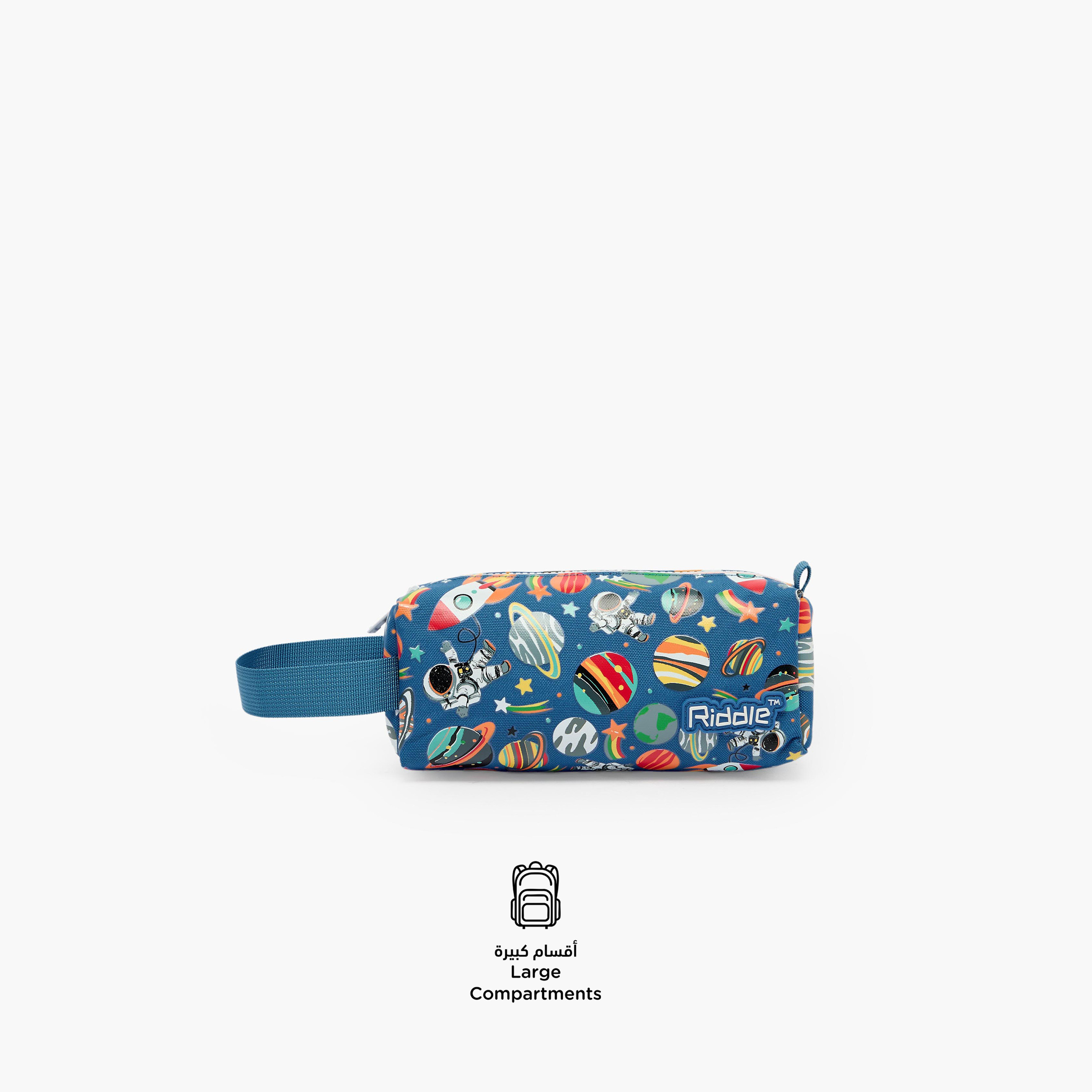 Riddle Astronaut Print Pencil Pouch with Zip Closure-school-stationery-pencilcases-image-2