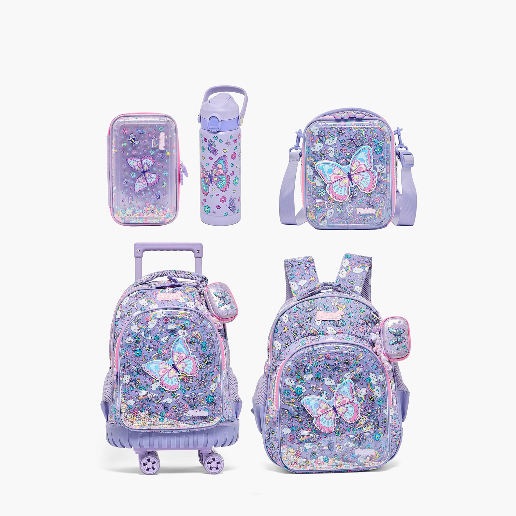 Riddle Butterfly Print Pencil Pouch with Zip Closure-school-stationery-pencilcases-image-10